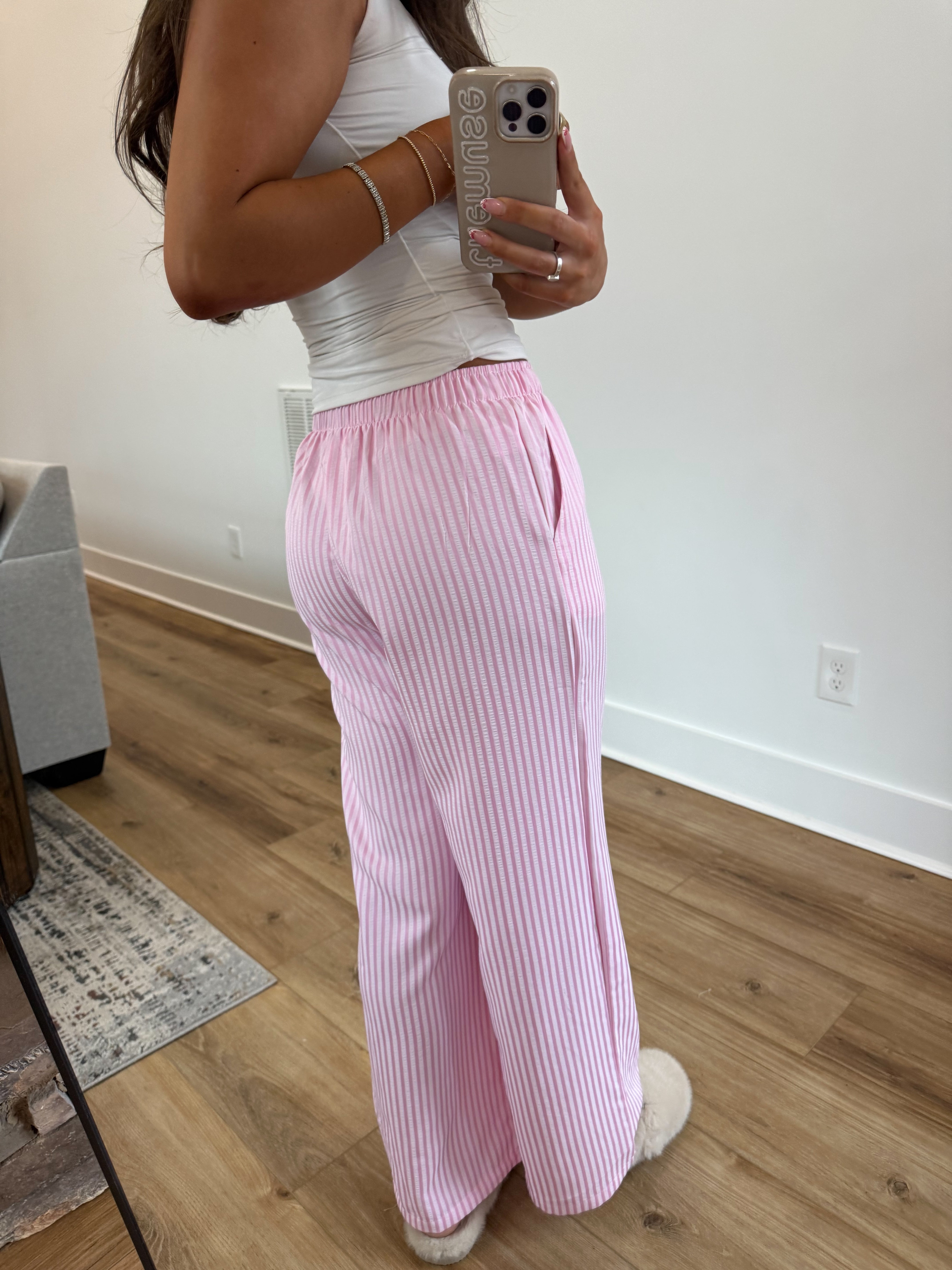 Pink Seersucker Pants