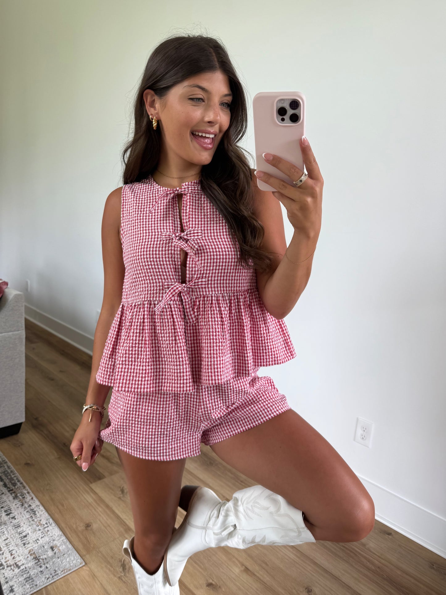 Red Tie Gingham Set