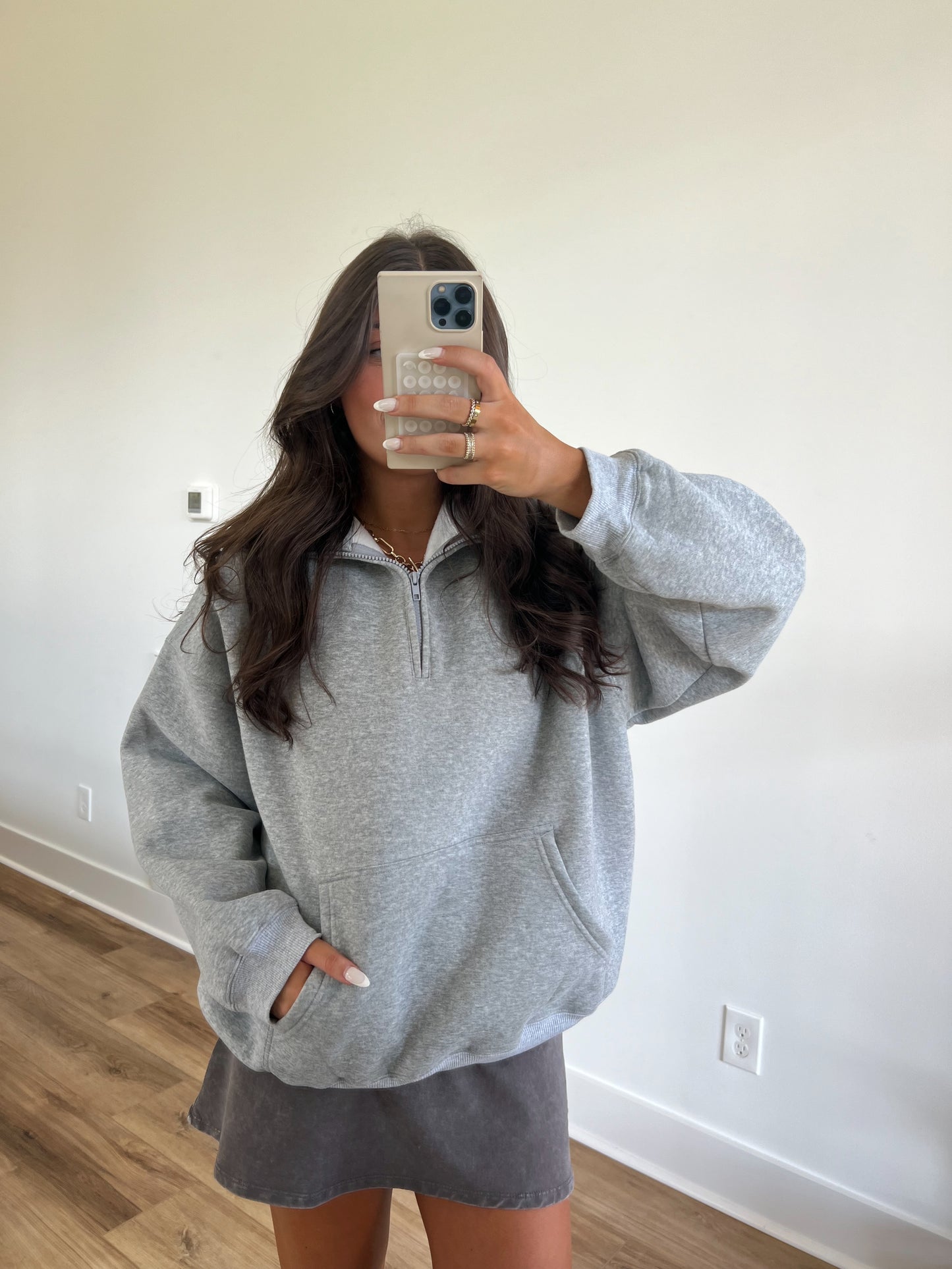 Grey Cozy Fleece Half Zip