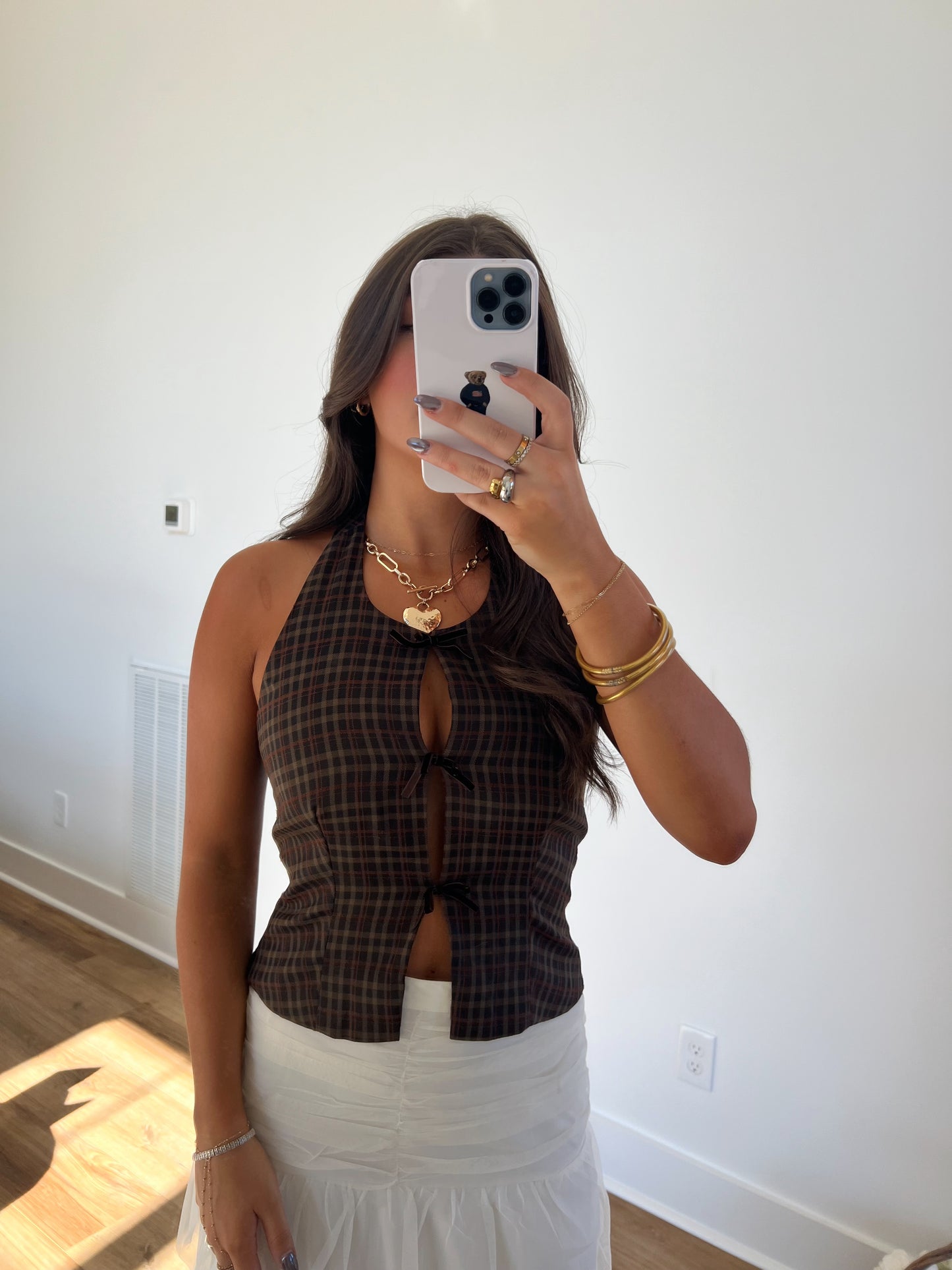 Plaid/Bow Halter Top