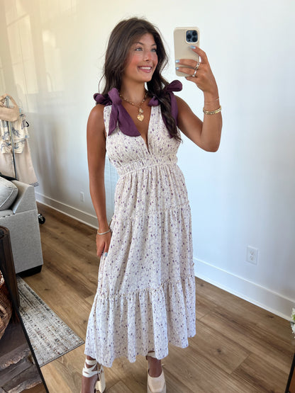 Purple Ribbon Tie Maxi Dress