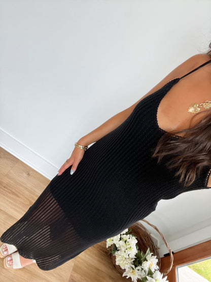 Black Crochet Maxi Dress