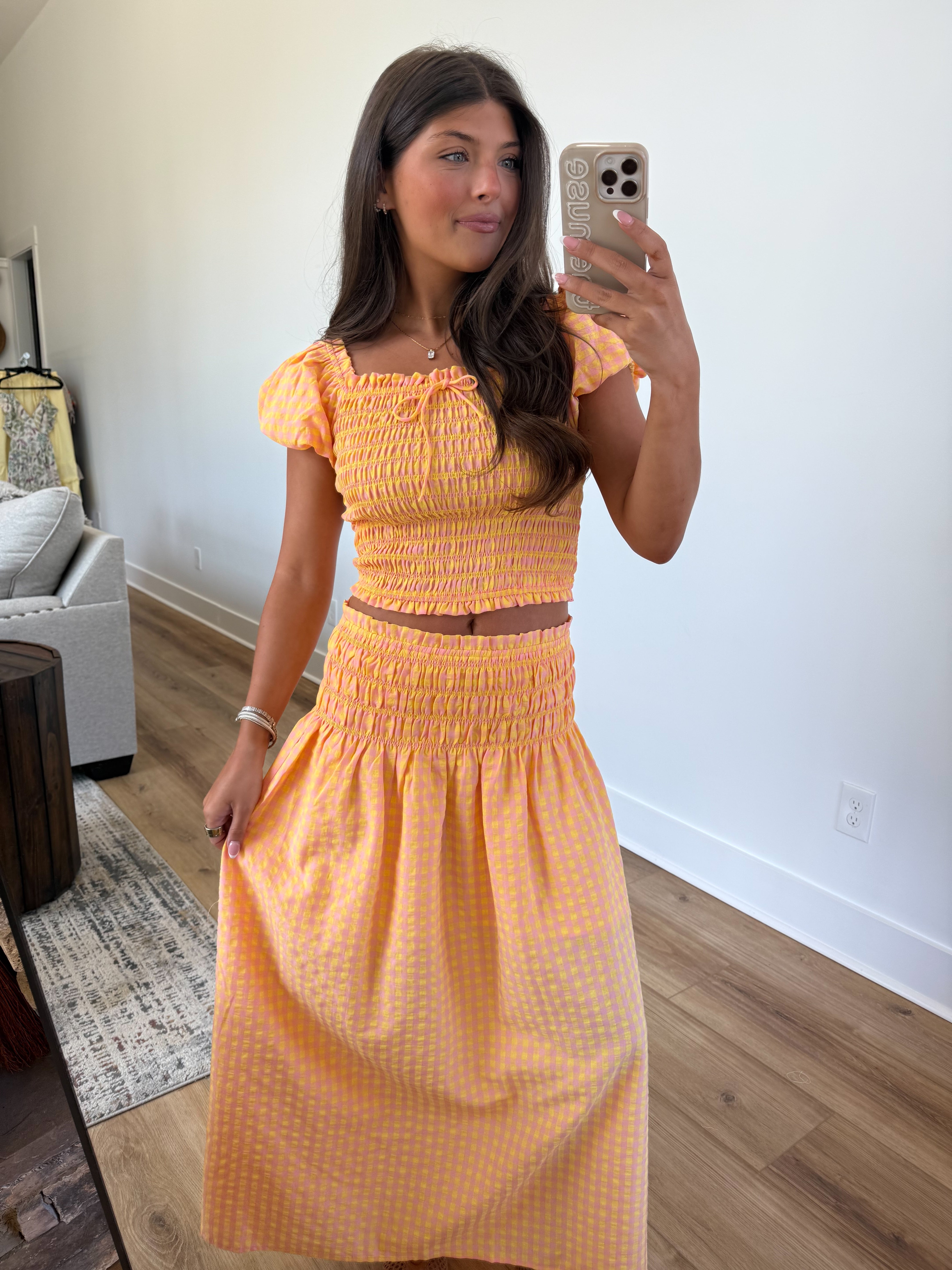 Pink/Orange Gingham Set