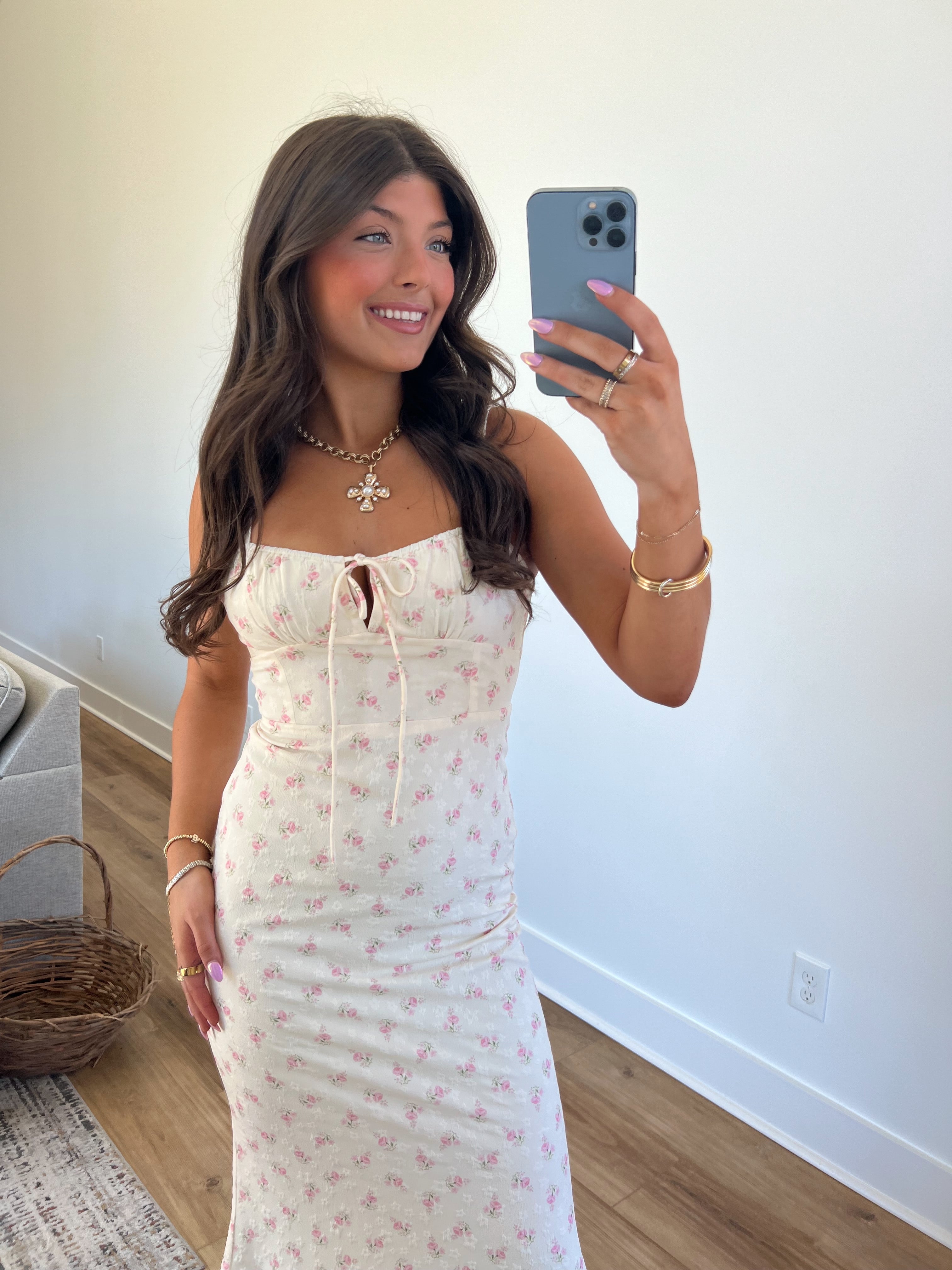 Clarice Pink Florals Maxi Dress