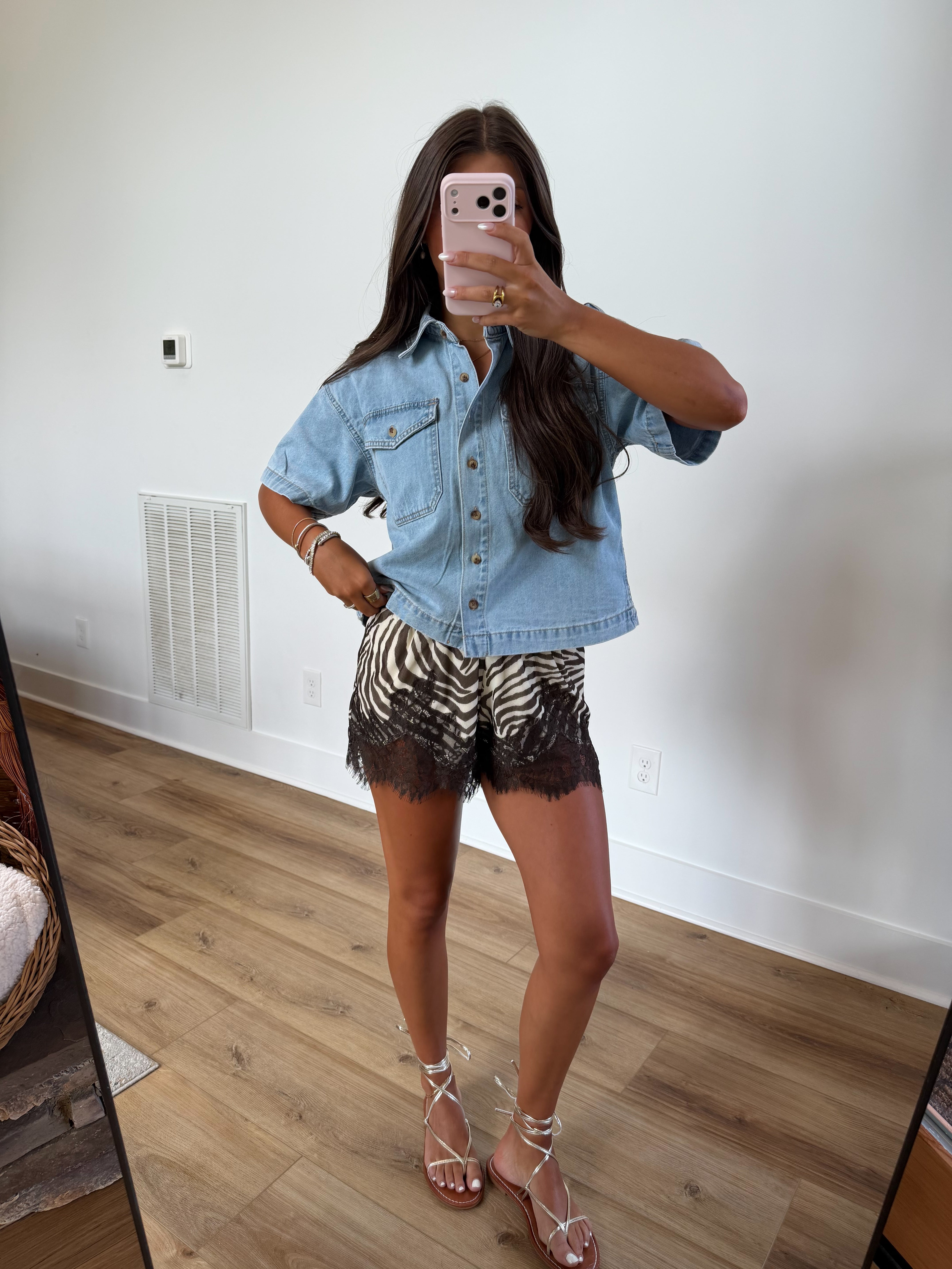 Light Denim Button Top