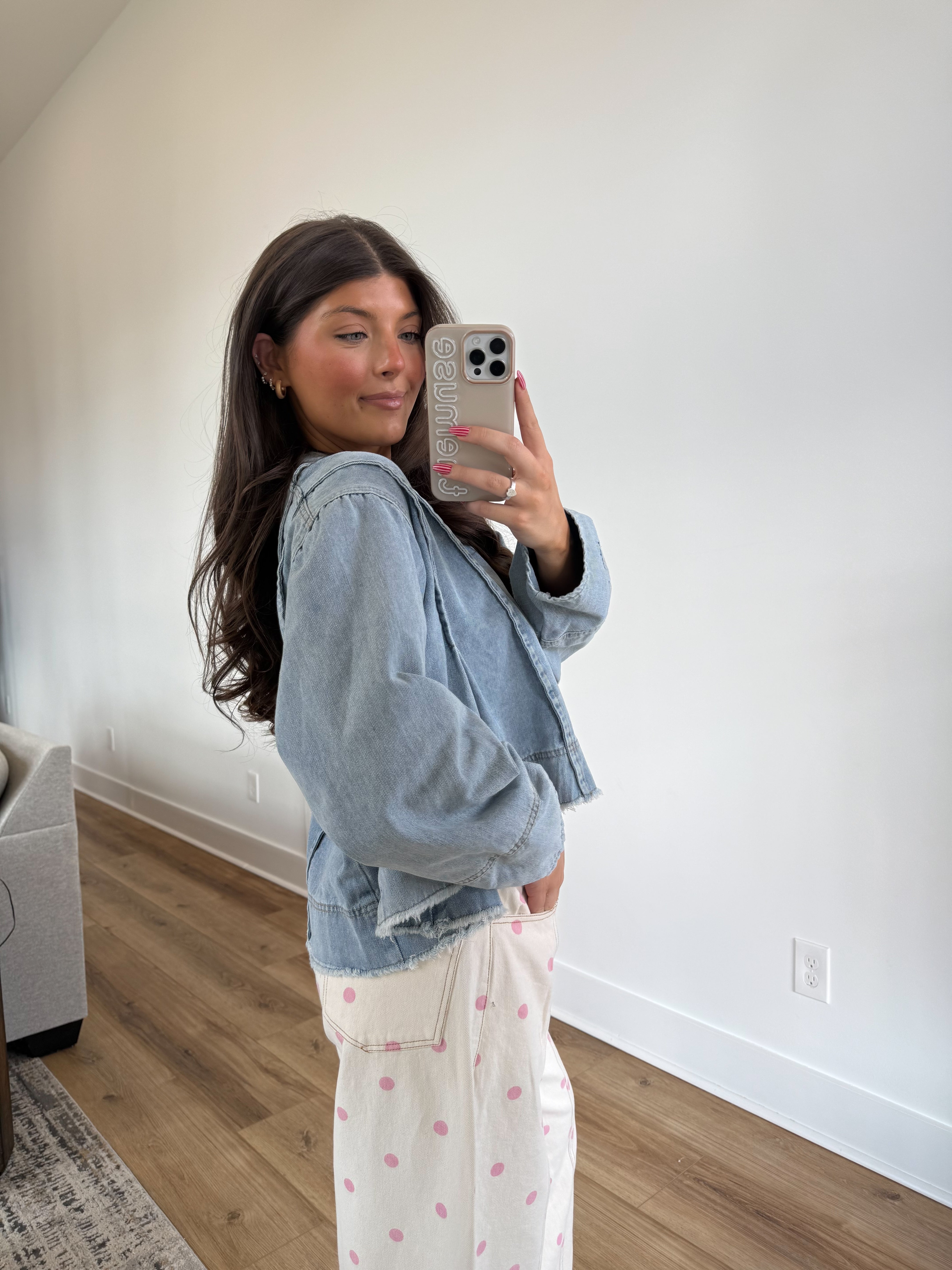 Frayed Hem Denim Top