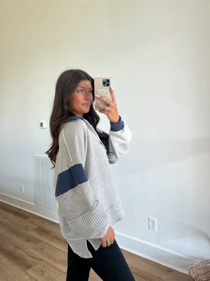 Blue/Grey Color Block Top