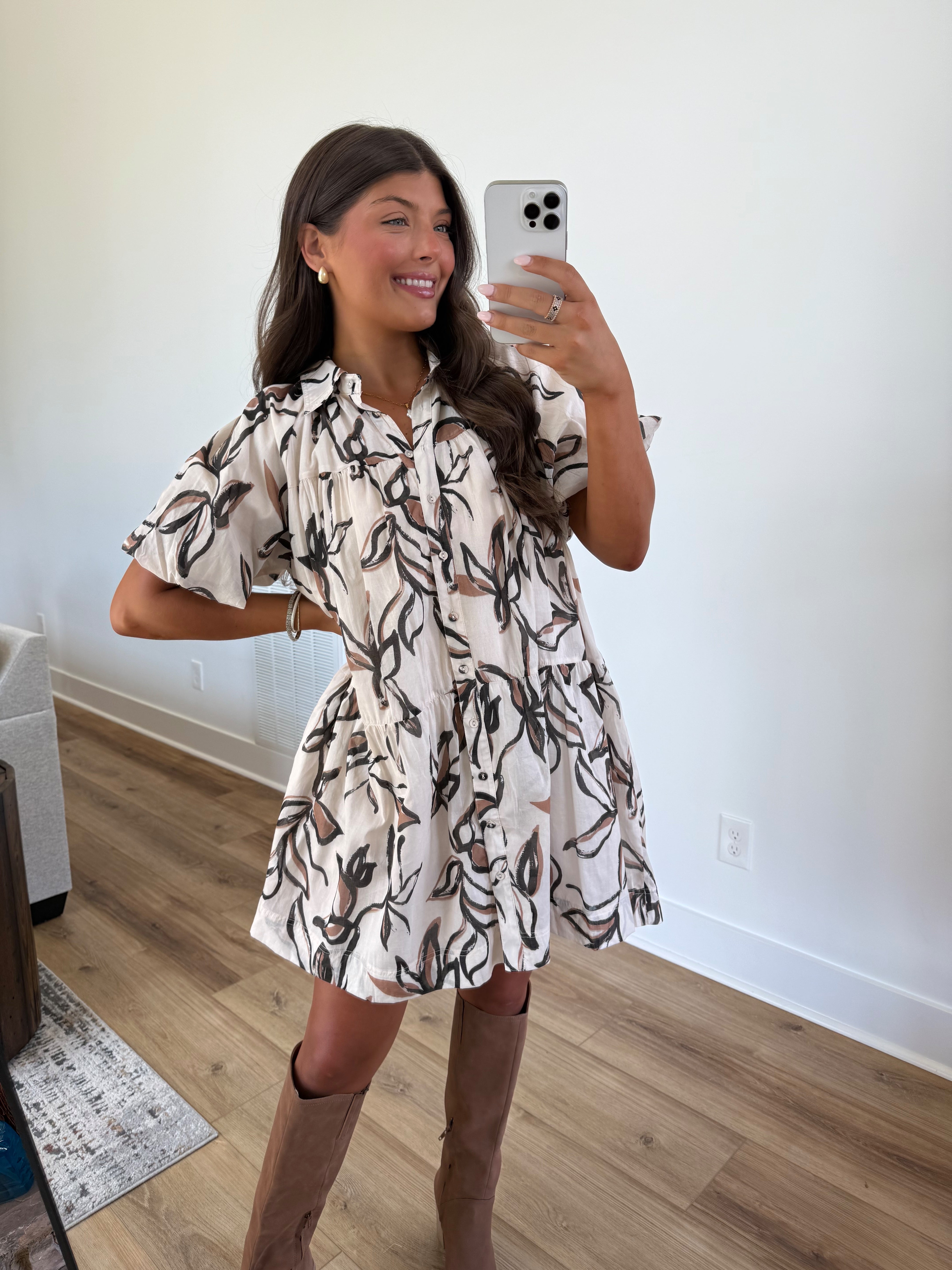 Cinnamon Leafs Mini Dress