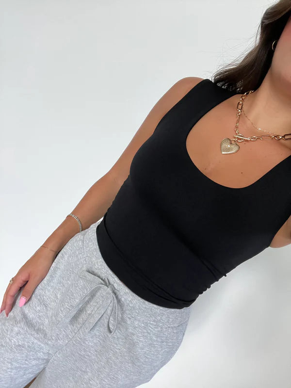 (Black) Double Lined Seamless Tank (Restock)