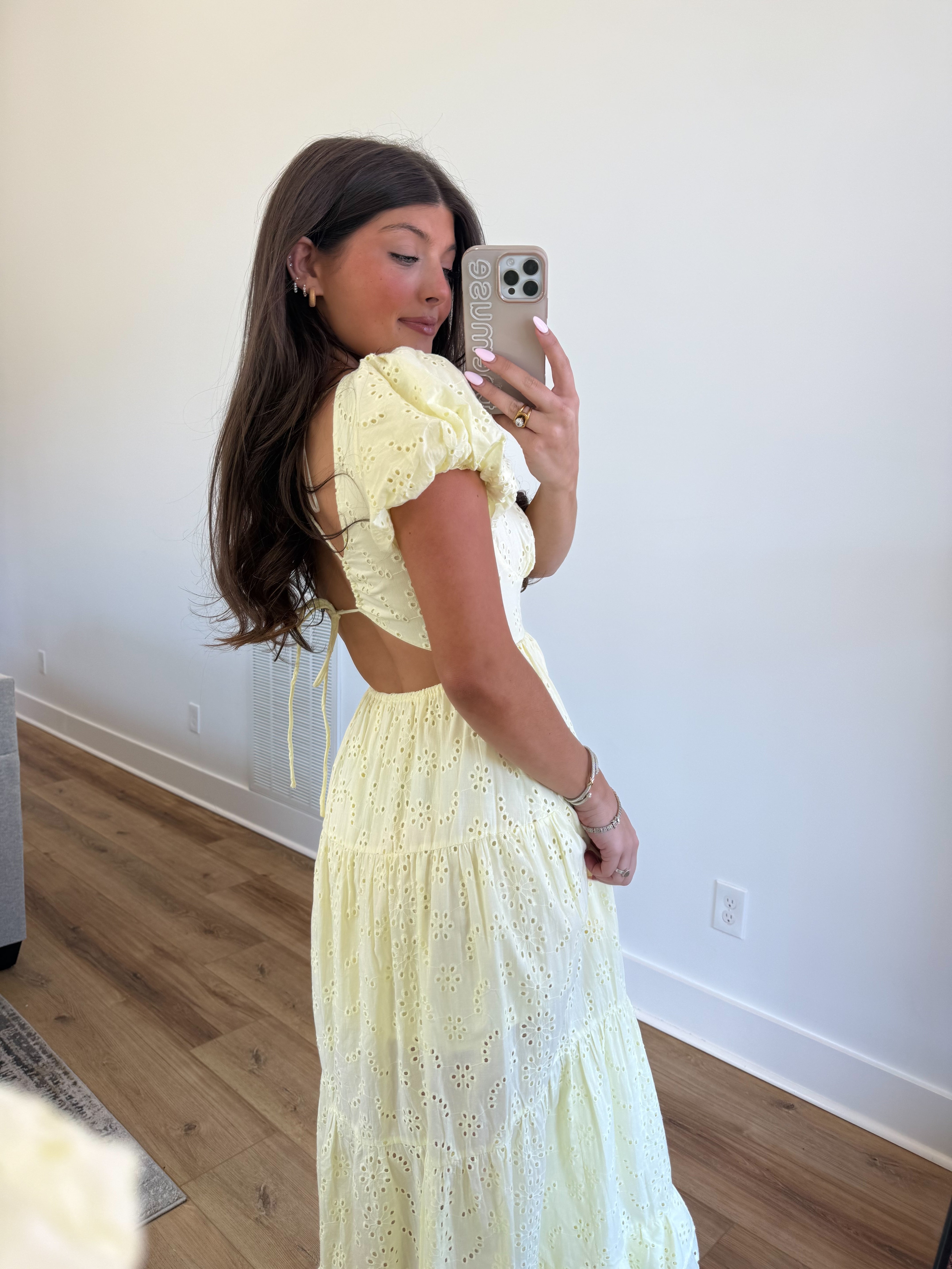 The Fancy Eyelet Midi (Yellow)