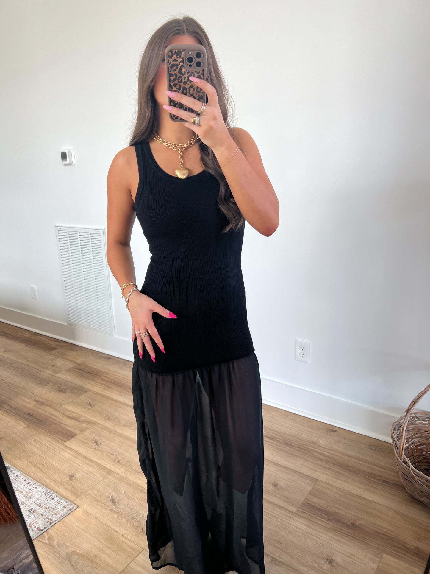 Sheer Skirt Mini Dress