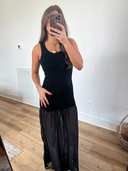 Sheer Skirt Mini Dress