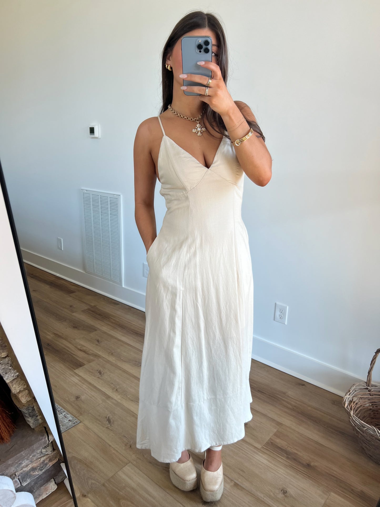 Beige Open Back Maxi Dress