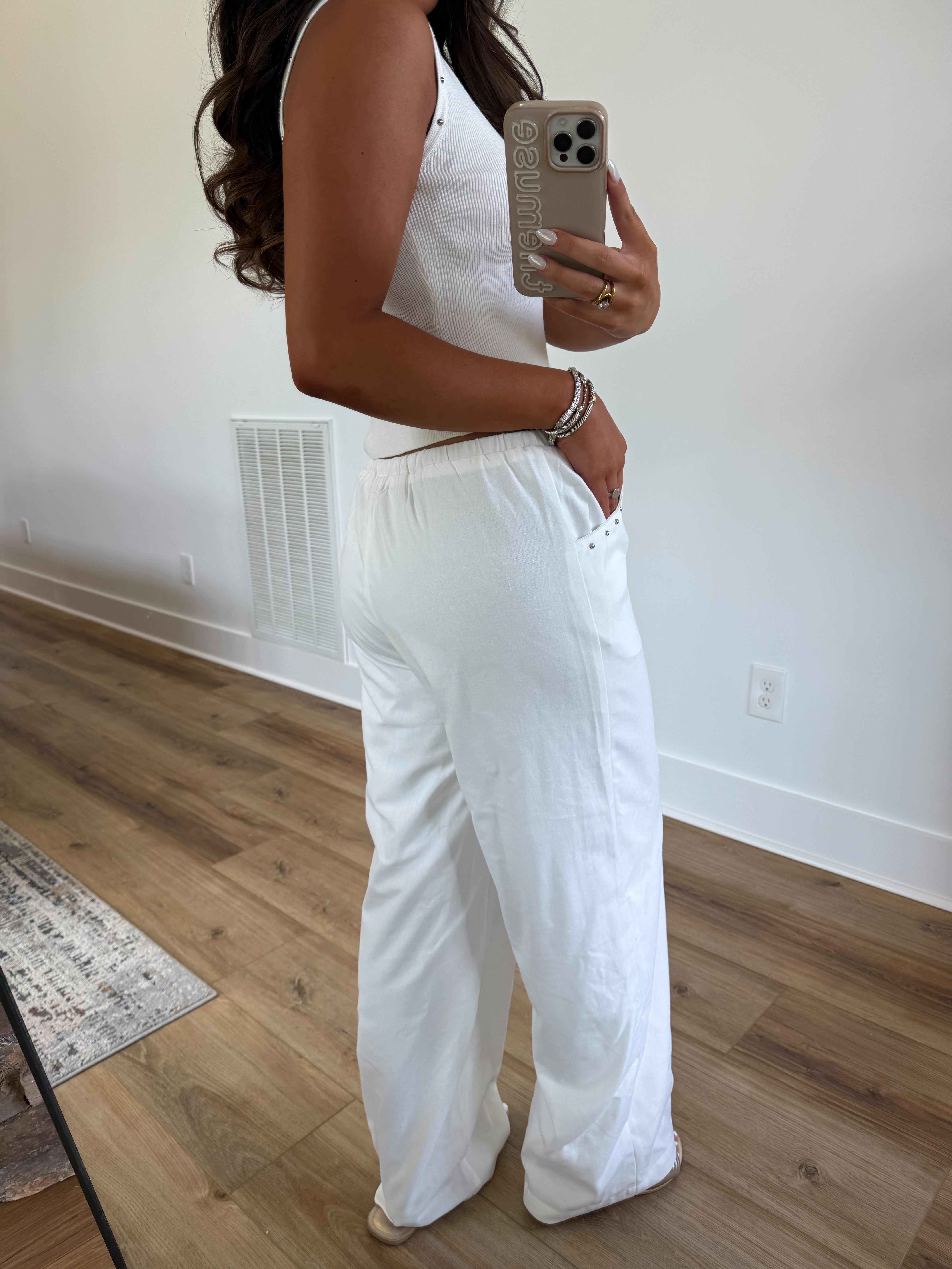Studded Linen Pants