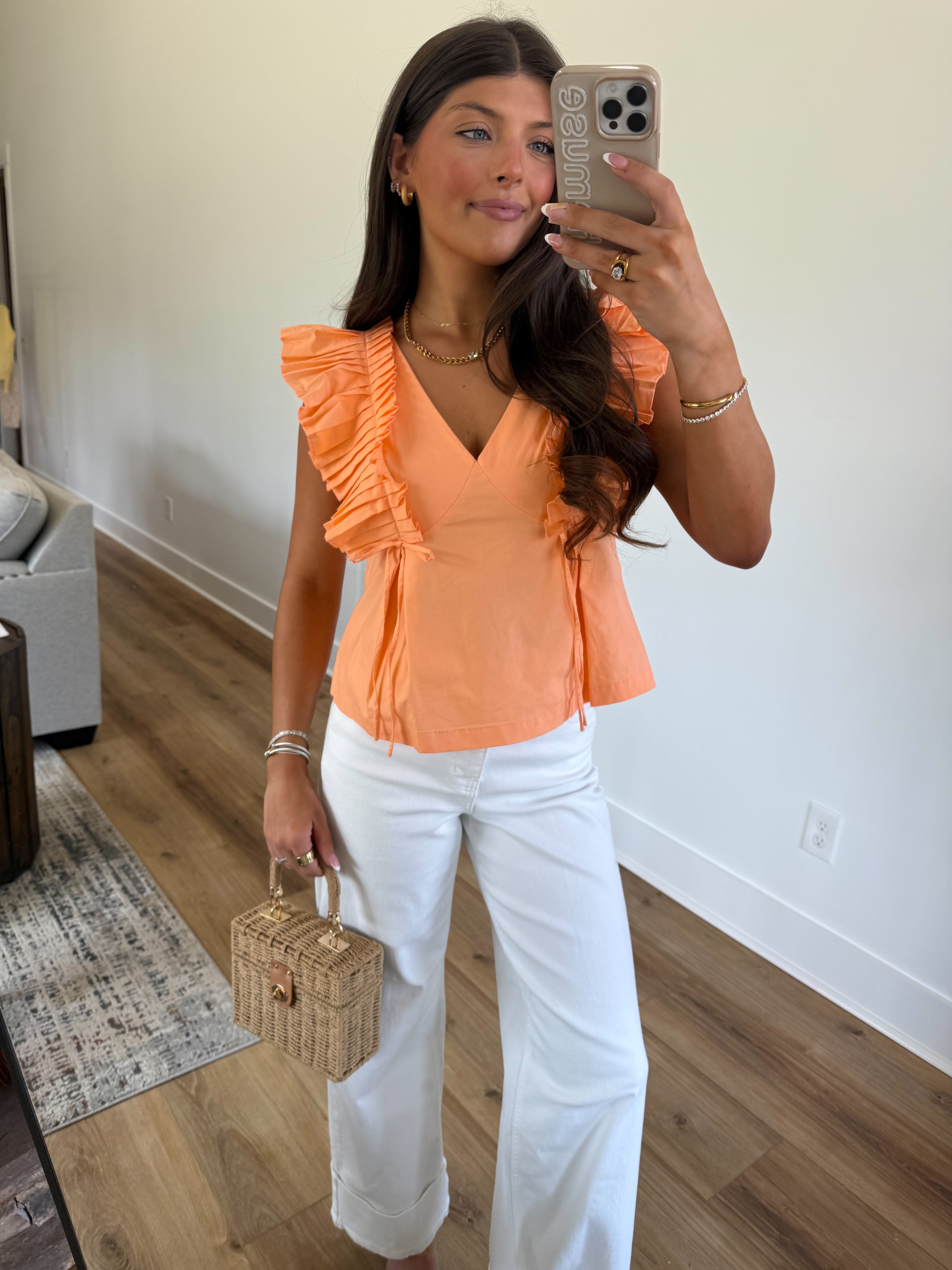 Tangerine Ruffle Top