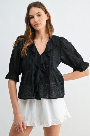 Eloise Eyelet Top (Black)