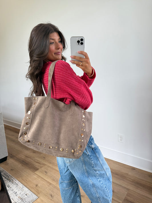 Gilmore Suede Tote (Taupe)