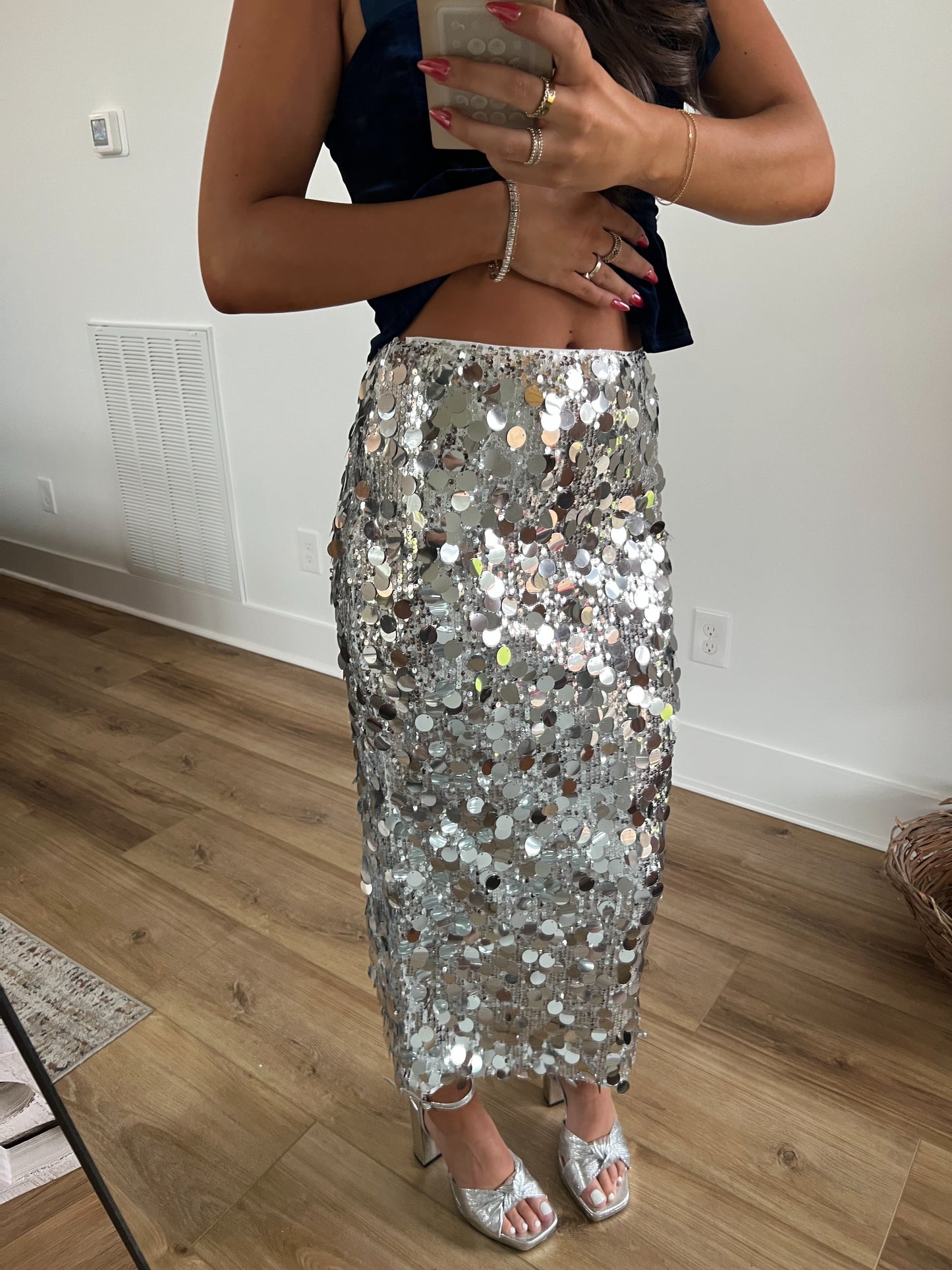 Shine Sequin Midi Skirt