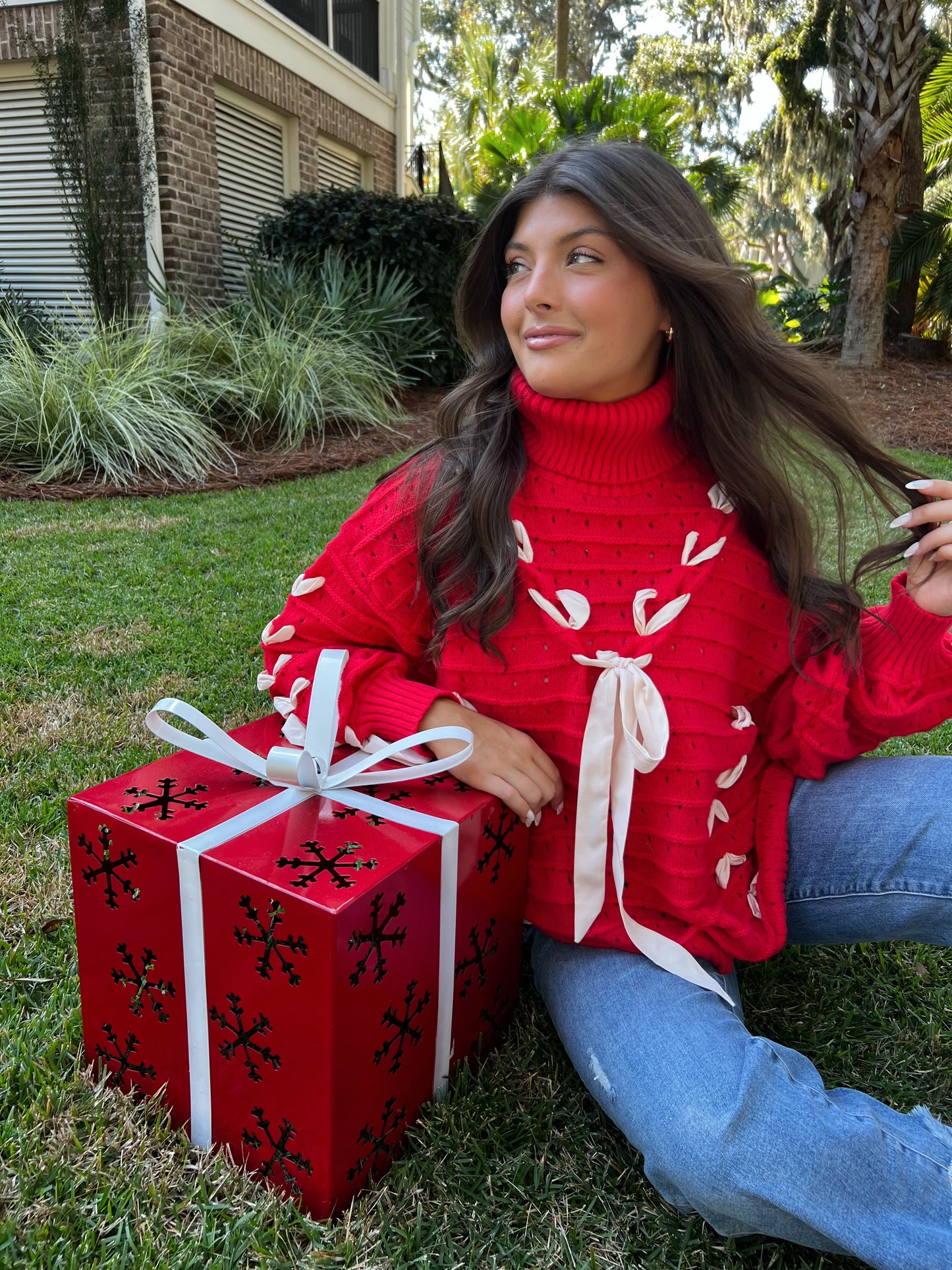 Red Festive Turtle Neck Sweater