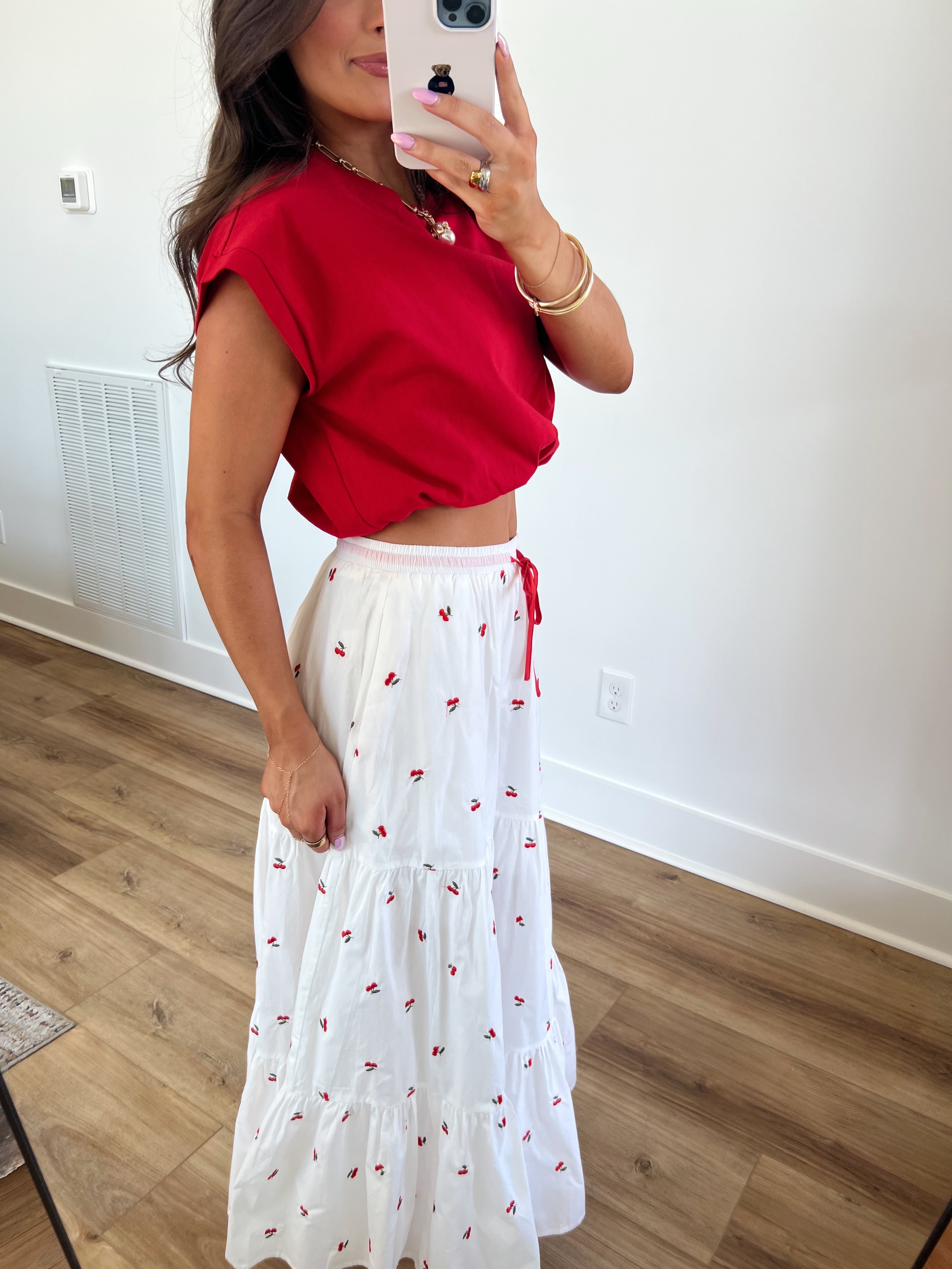 Cherry Twist Maxi Skirt