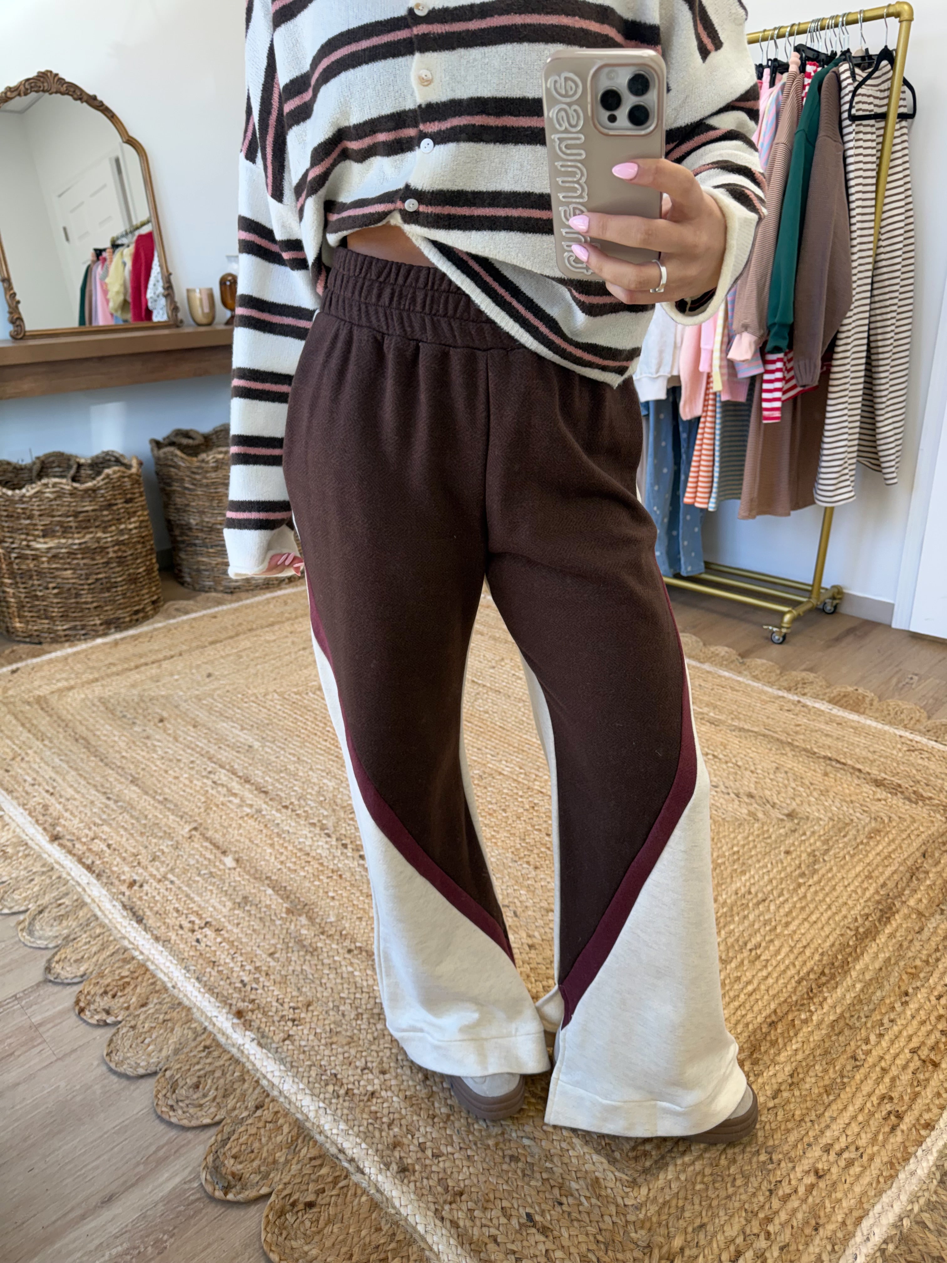 Weekend Colorblock Pants (Brown/Cream)