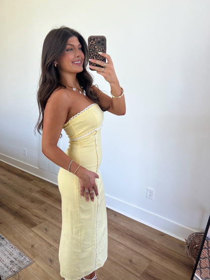 Cassy Yellow Trim Mini Dress