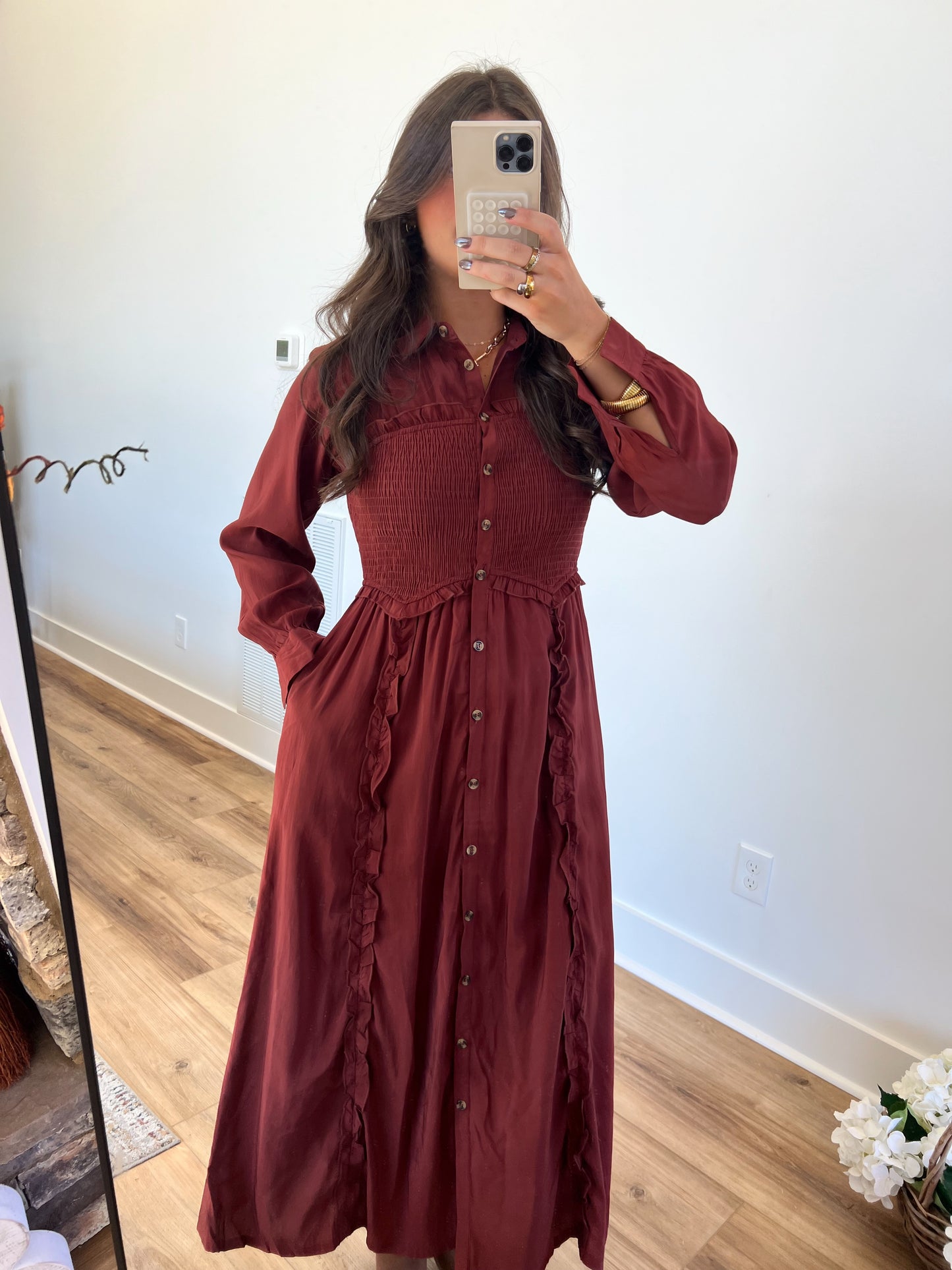 Wine Western Bodice Maxi Dress