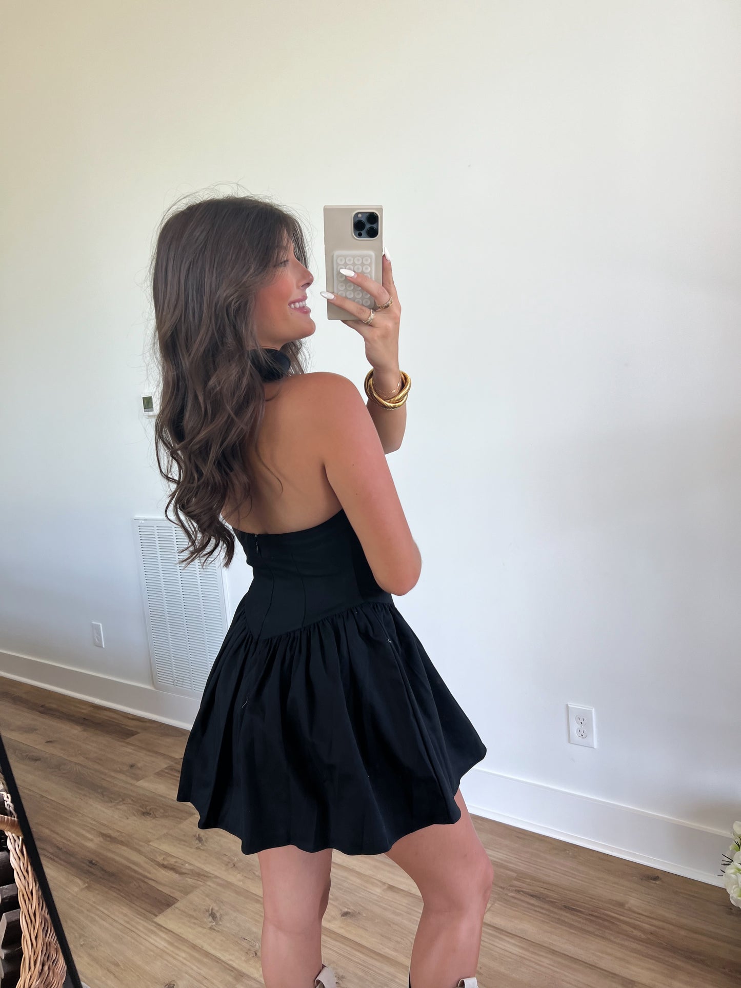 Black Halter Square Neck Mini Dress