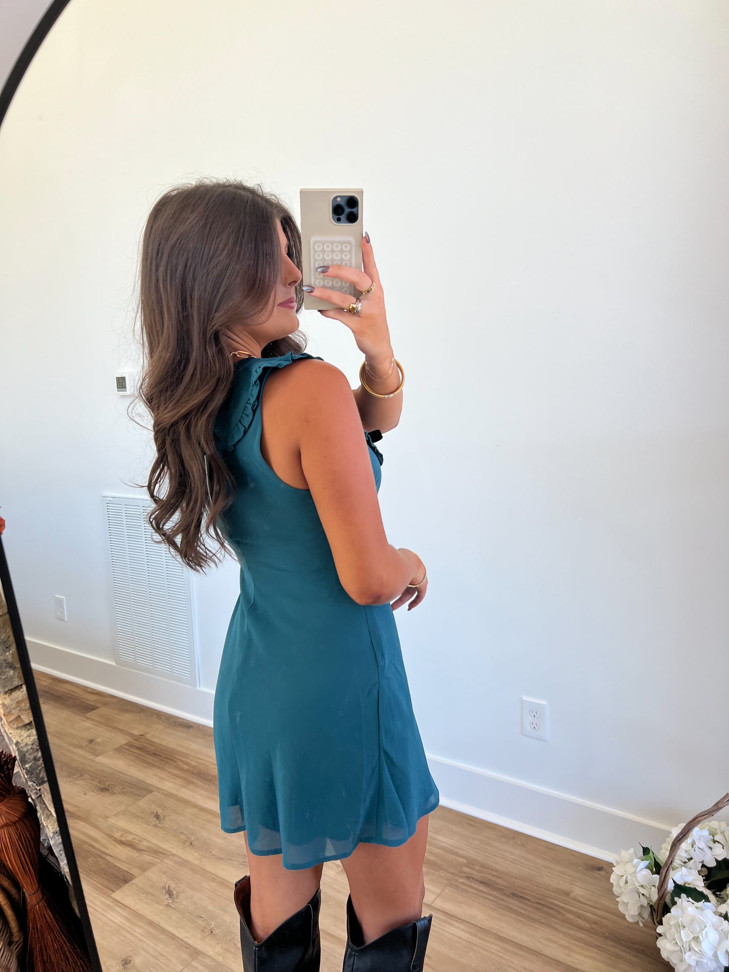 Sunday Turquoise Collared Mini Dress