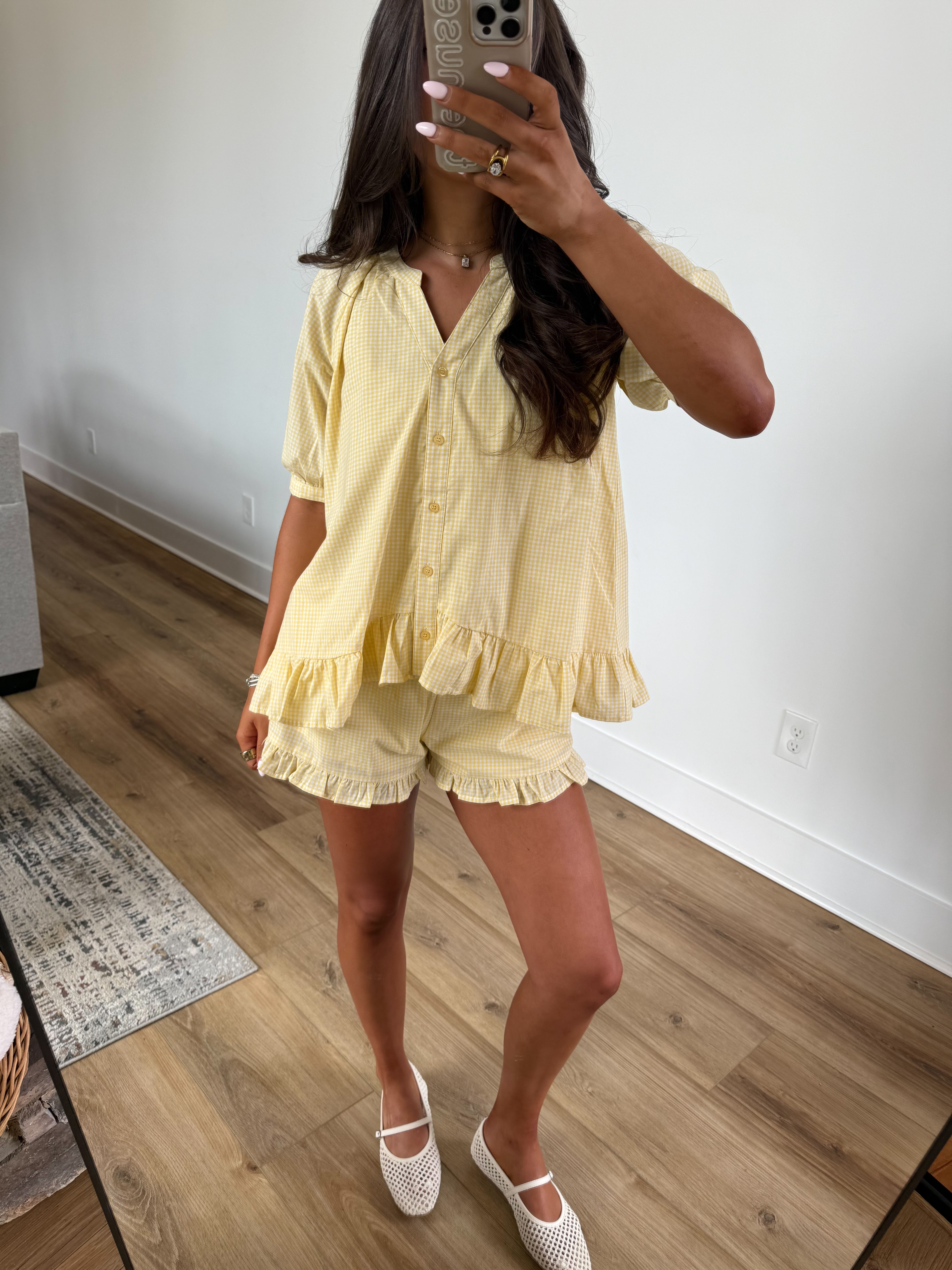 Yellow Gingham Flare Set (Restock)
