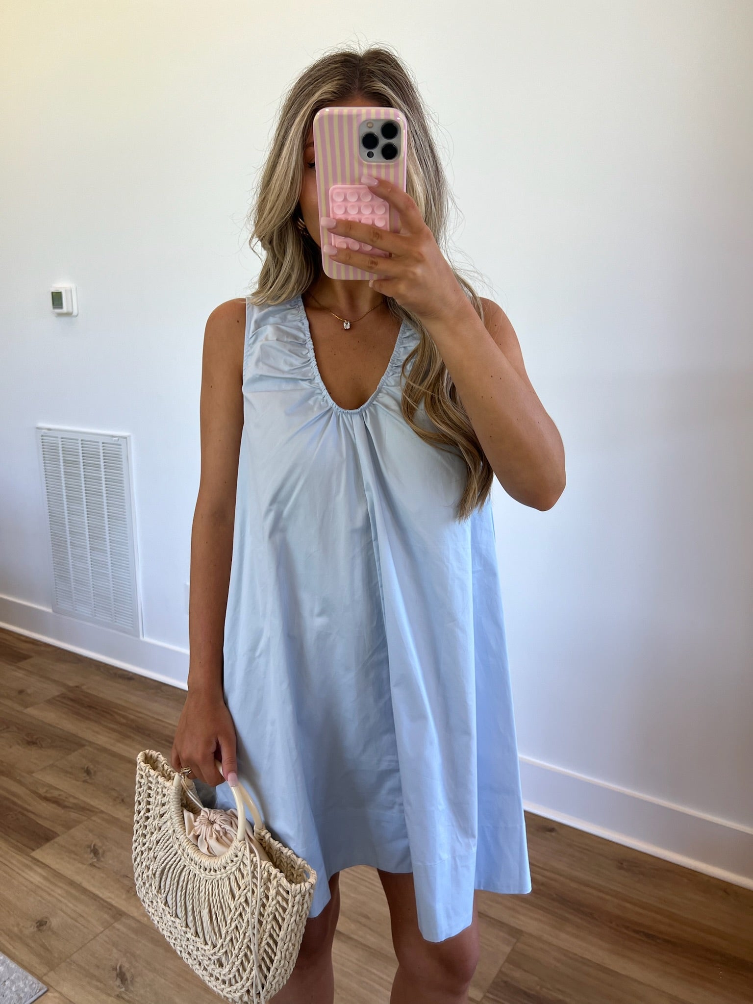 Blue Scoop Neck Mini