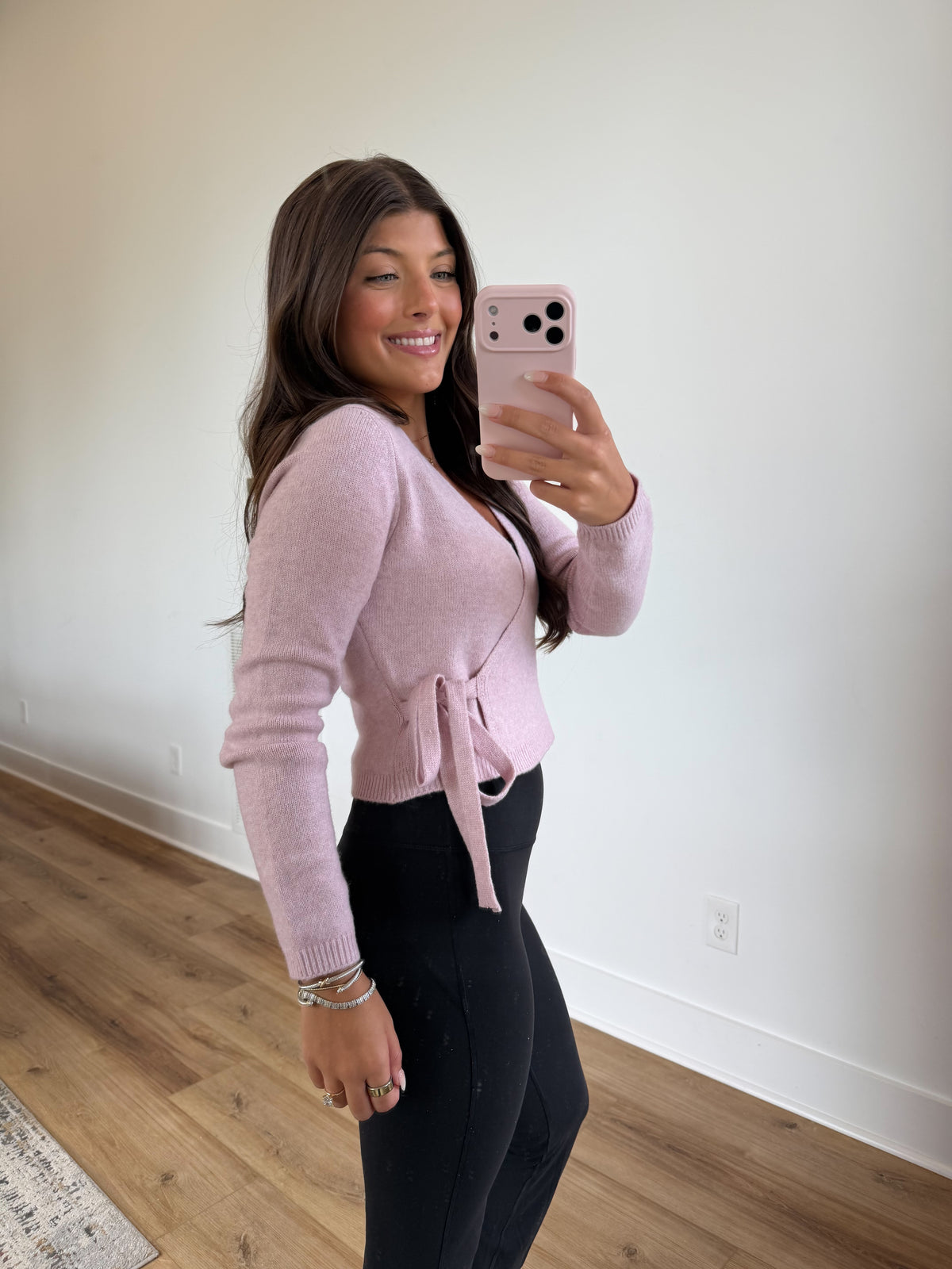 Mia Wrap Sweater (Blush)