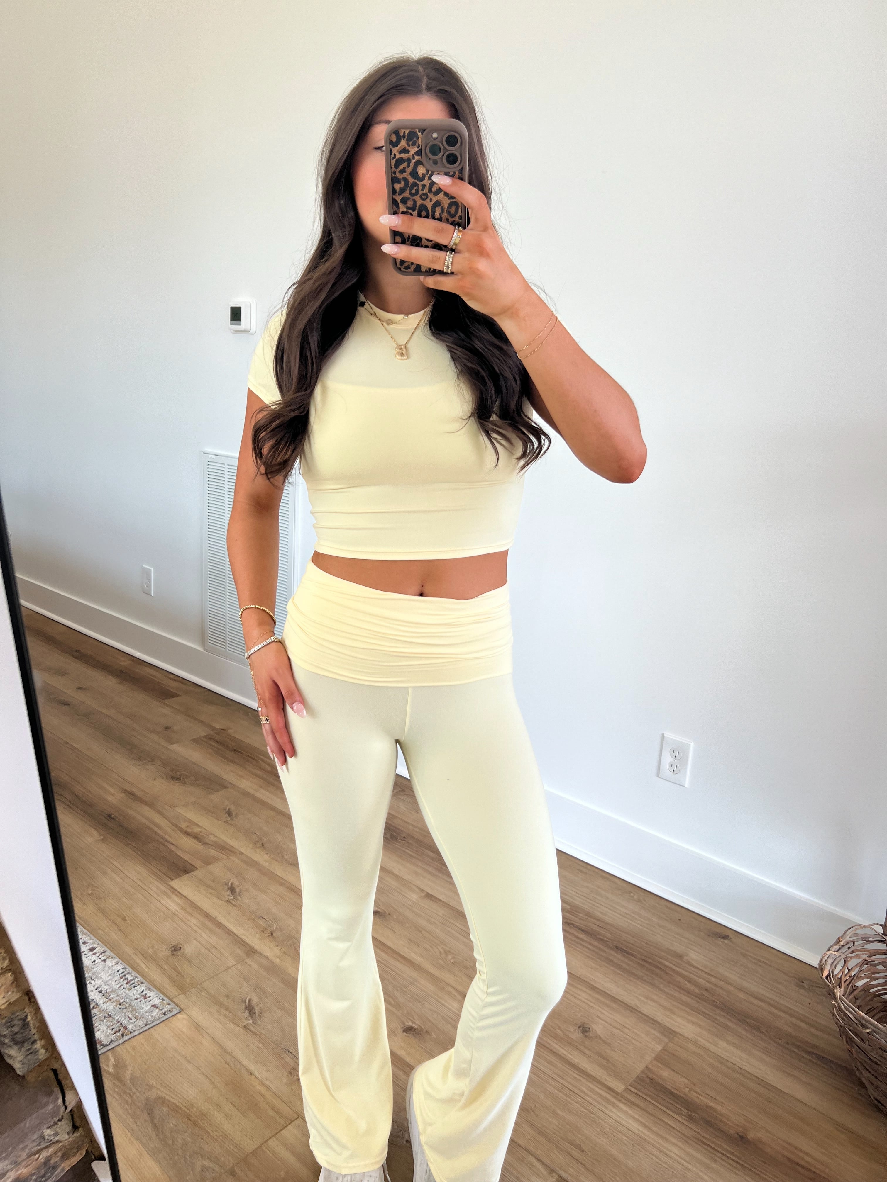 Lemon Butter Soft Foldover Flare Pants Set