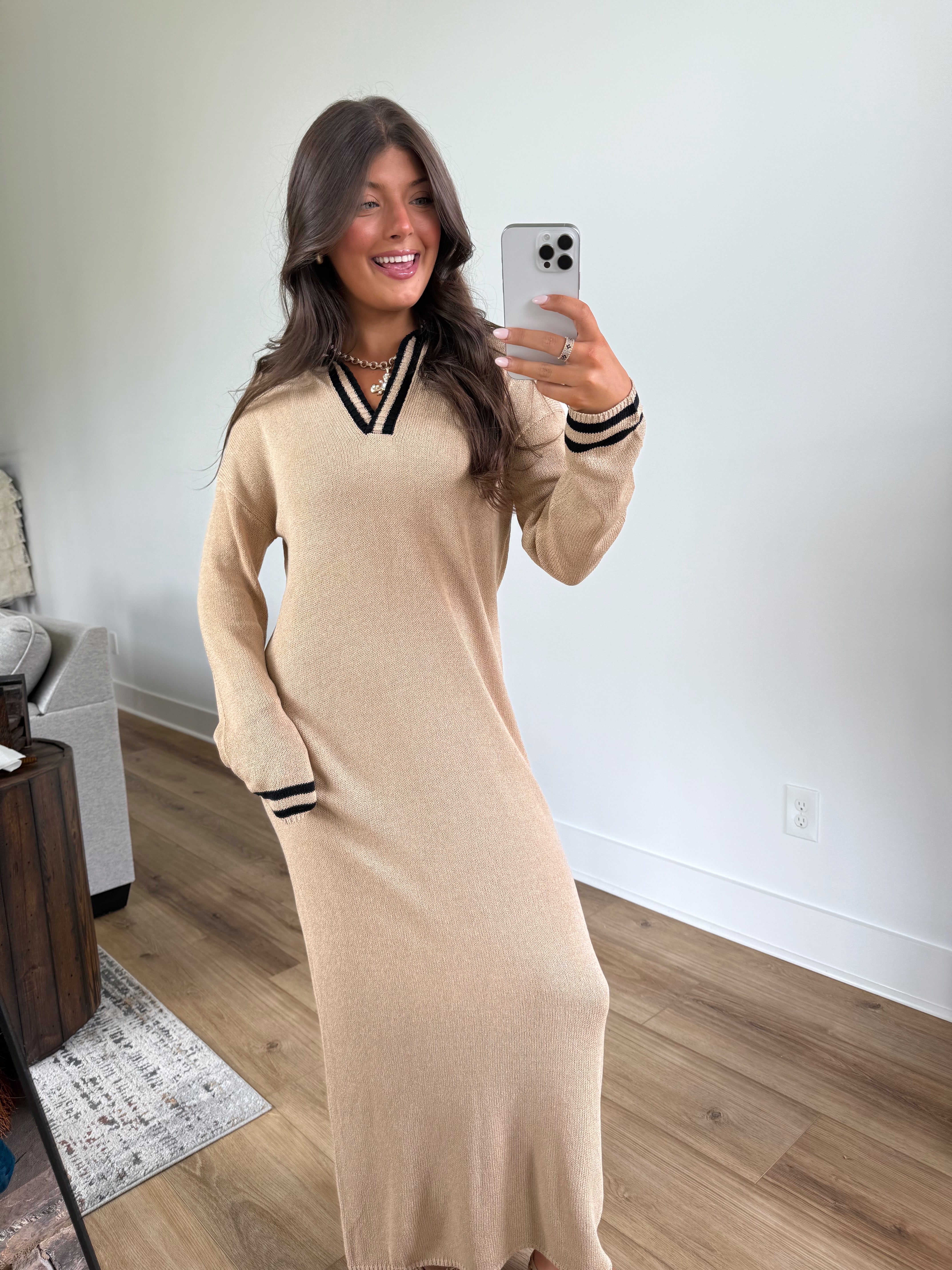 Long Sleeve Polo Sweater Dress