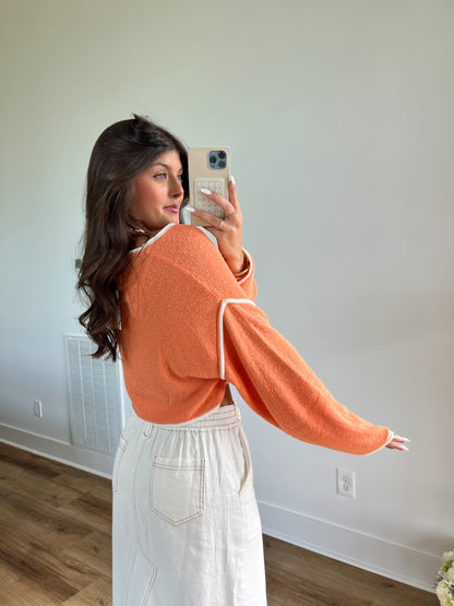 Orange Boat Neck Sweater