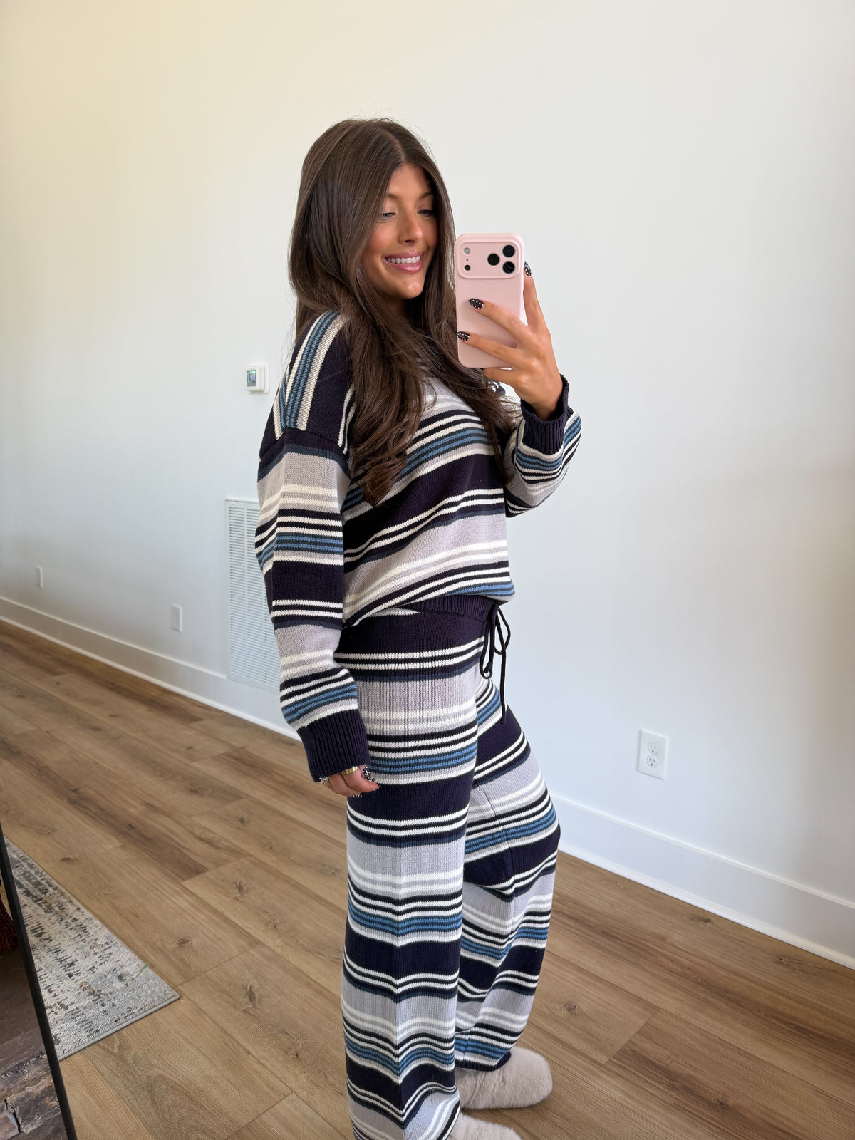 Mixed Stripe Knit Set (Navy Multi)