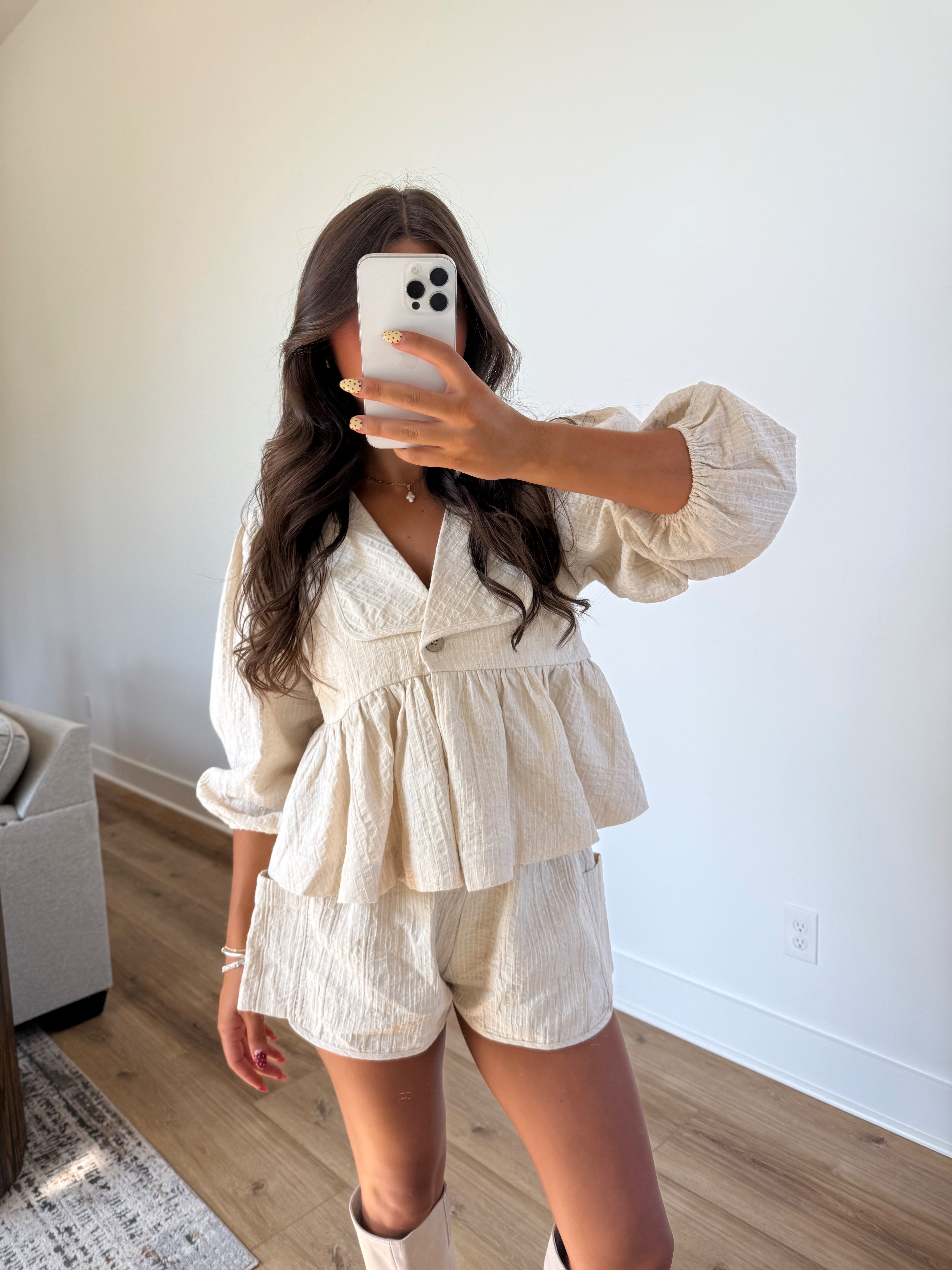 Cream Peplum Set