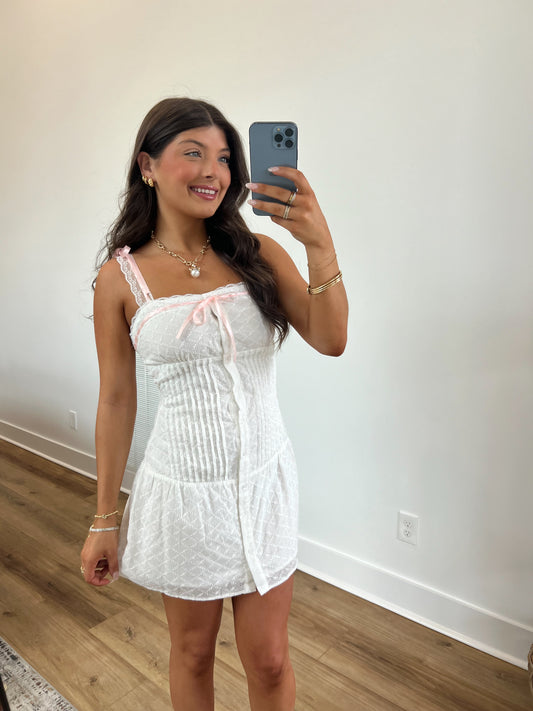 Lace Trim Mini Dress