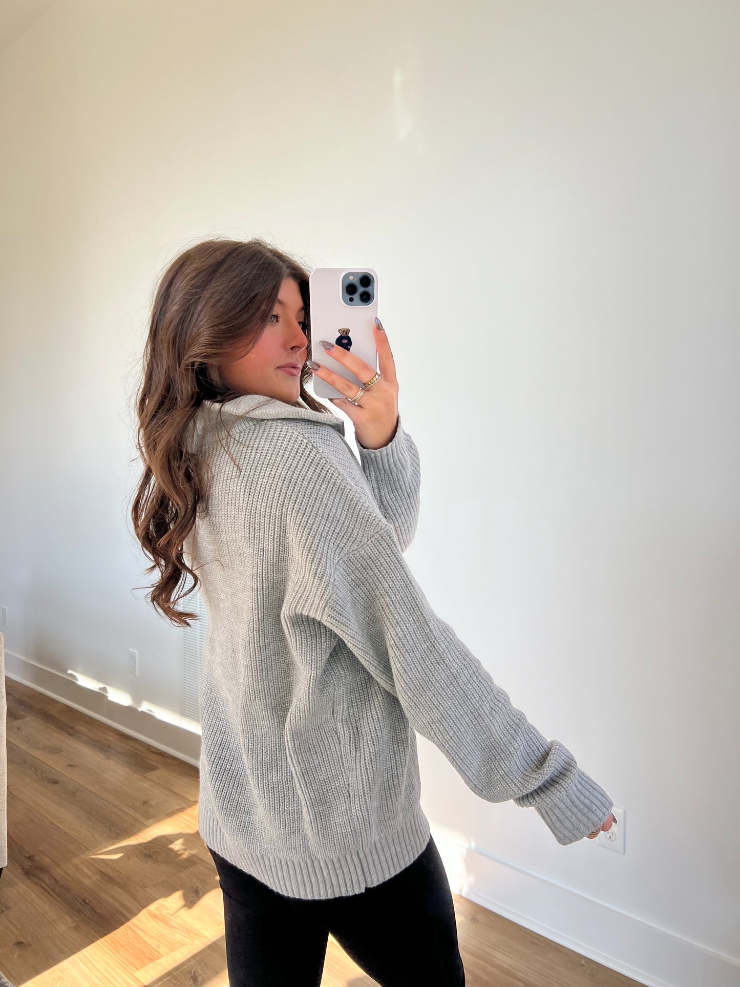 Grey Cozy Ribbed Quarter Zip