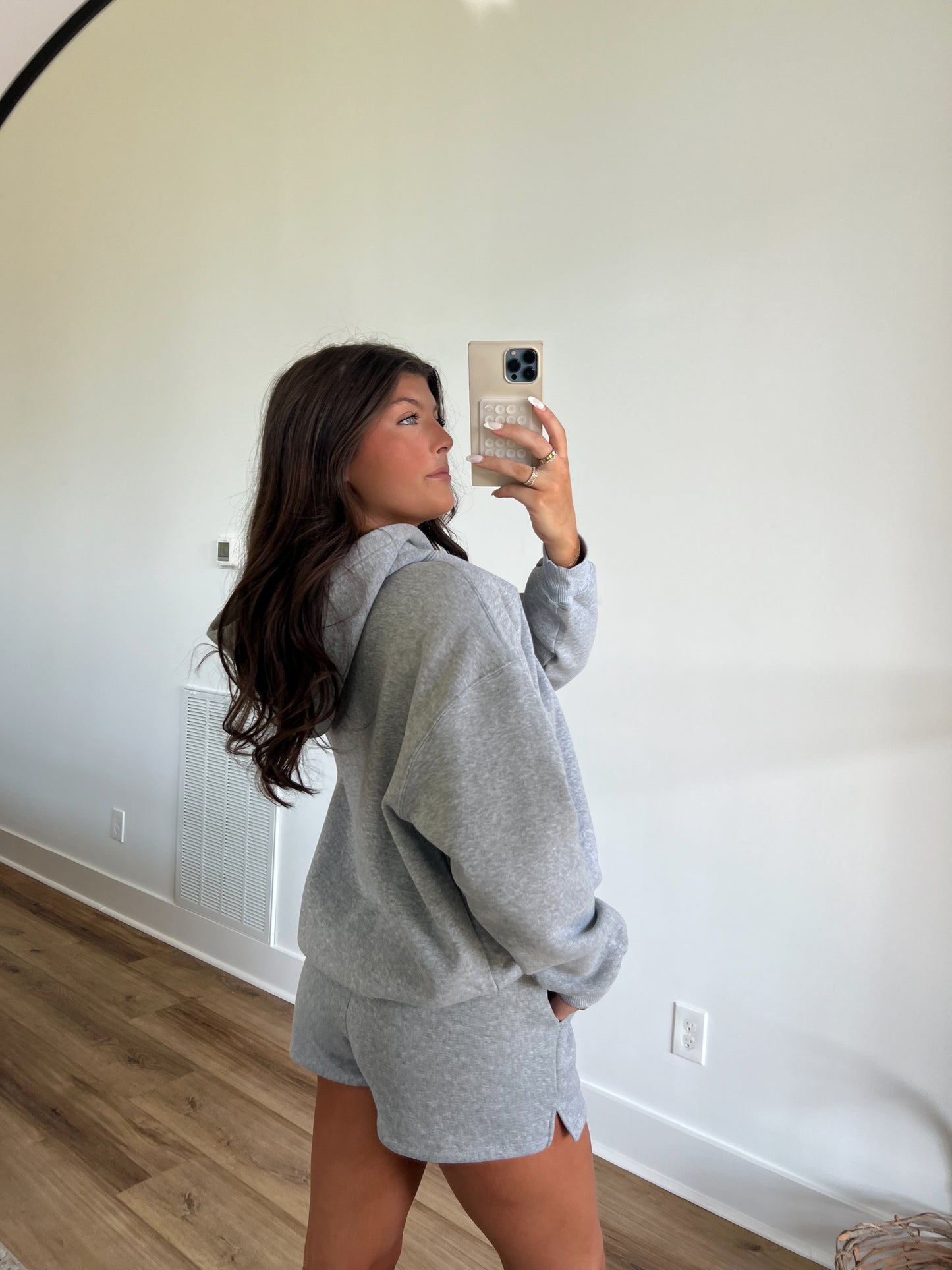 Grey Fleece Shorts Set