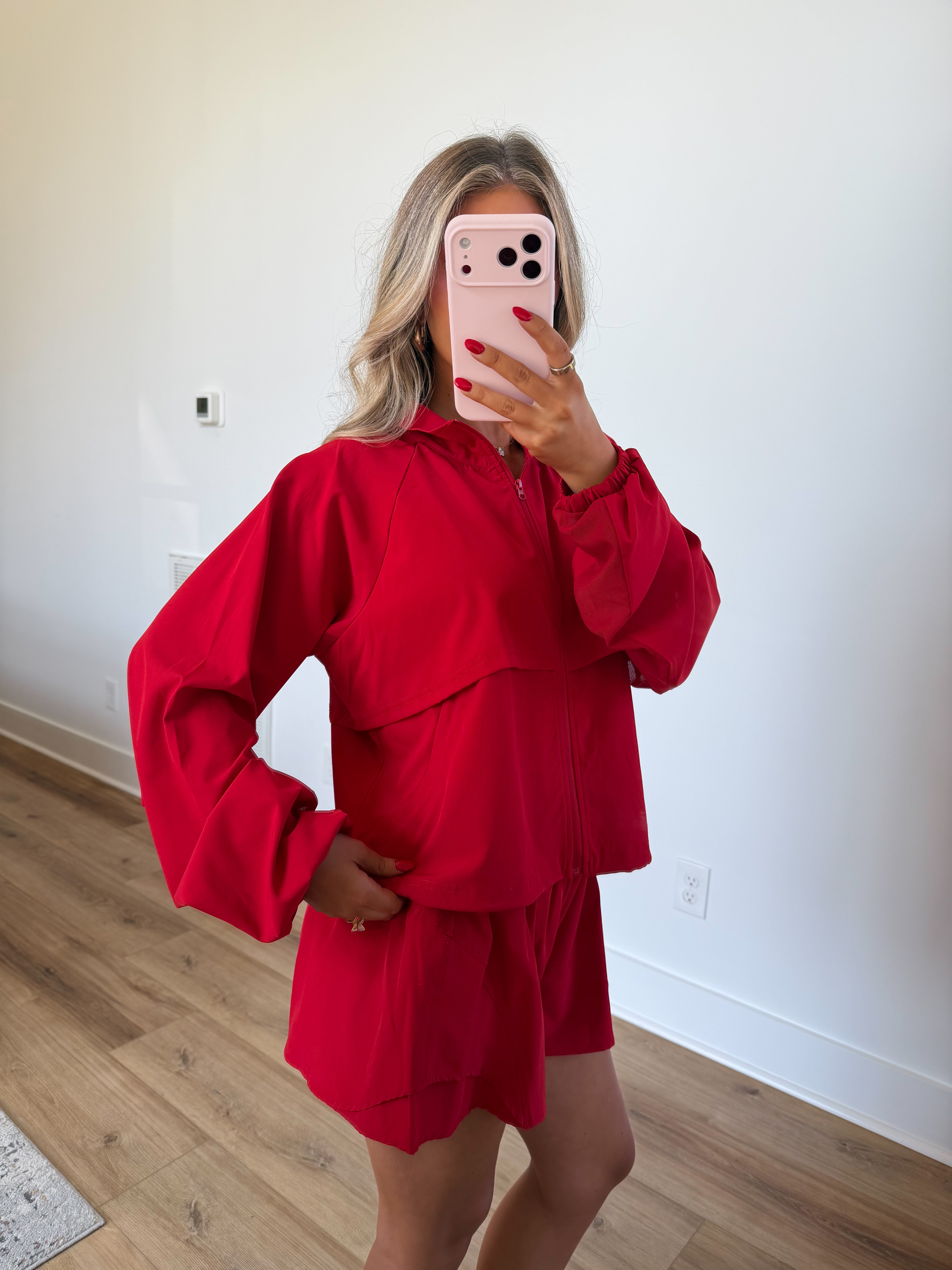 On The Move Windbreaker Set (Red)