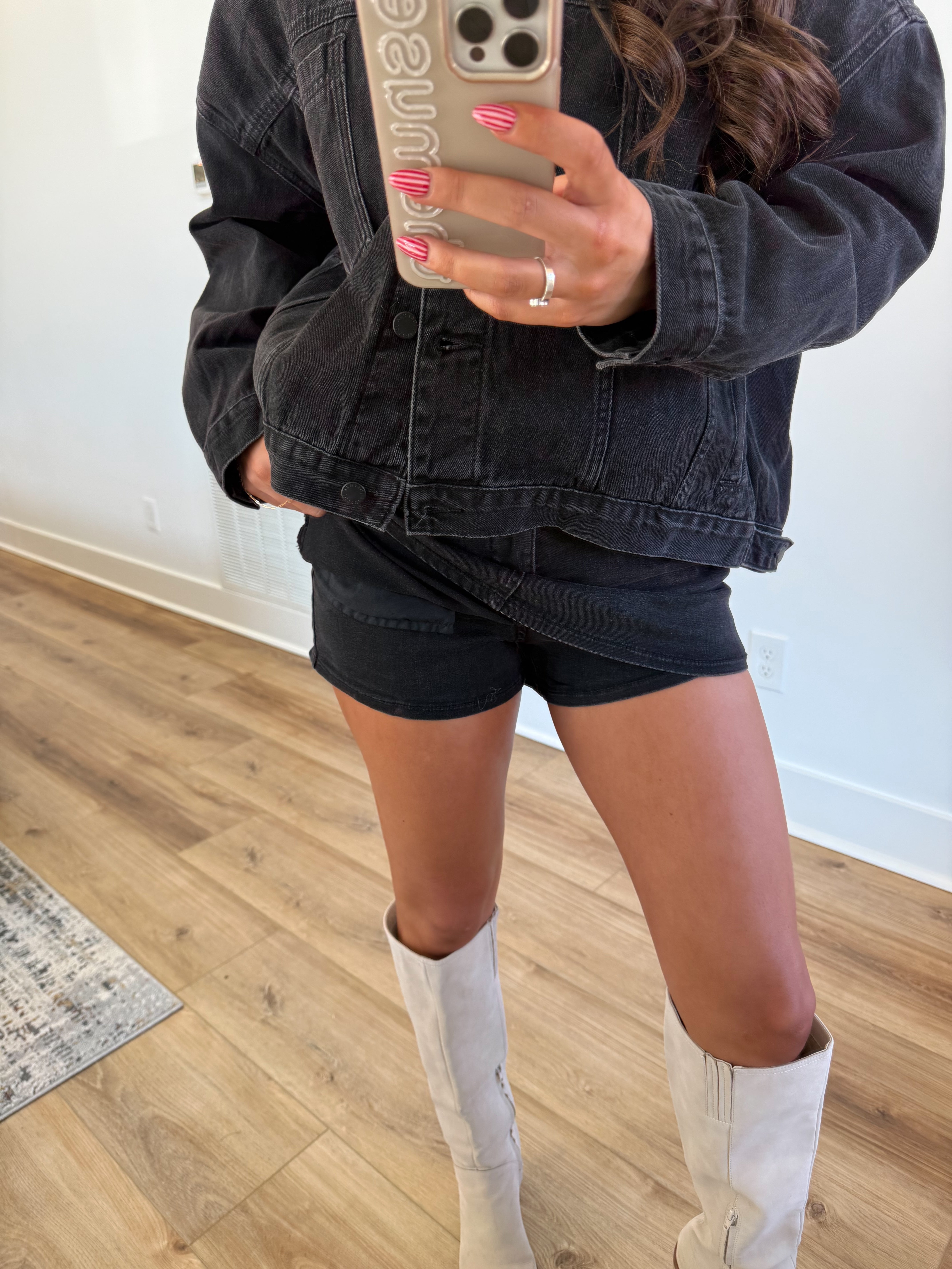 Black Denim Skort