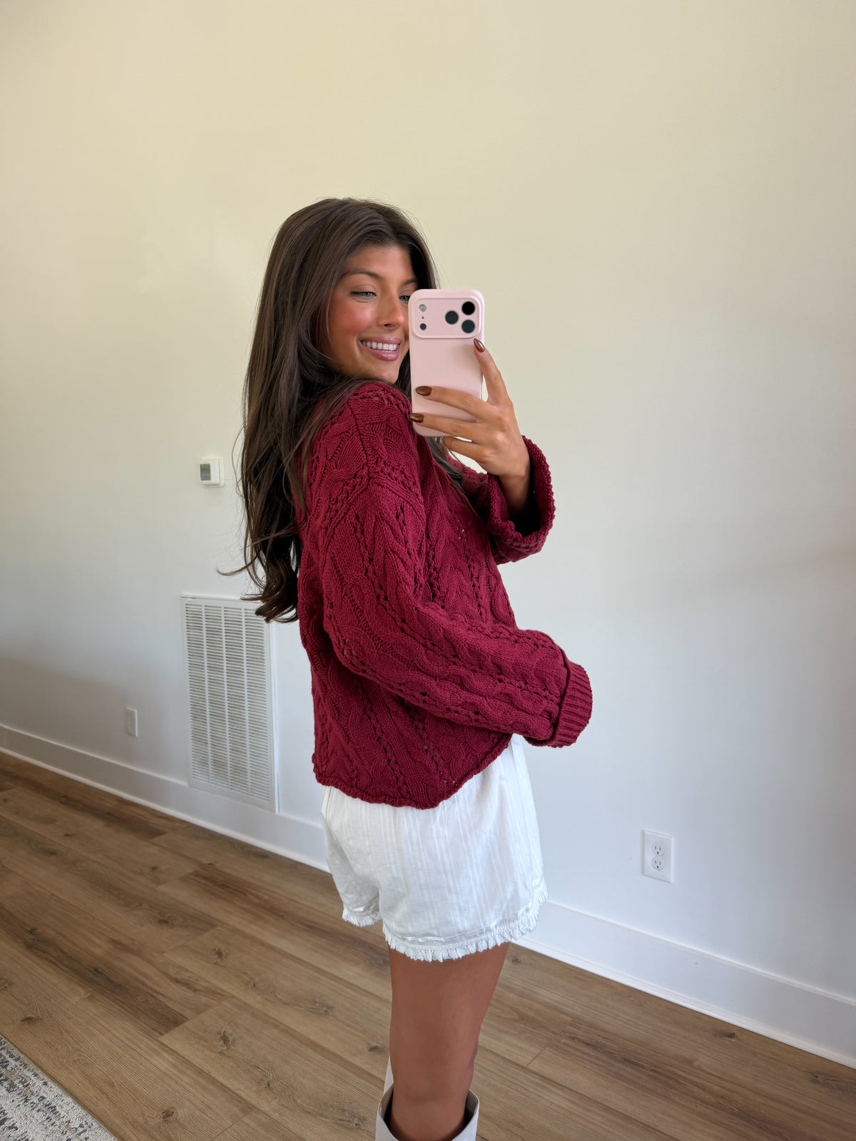 Burgundy Cable Knit Sweater