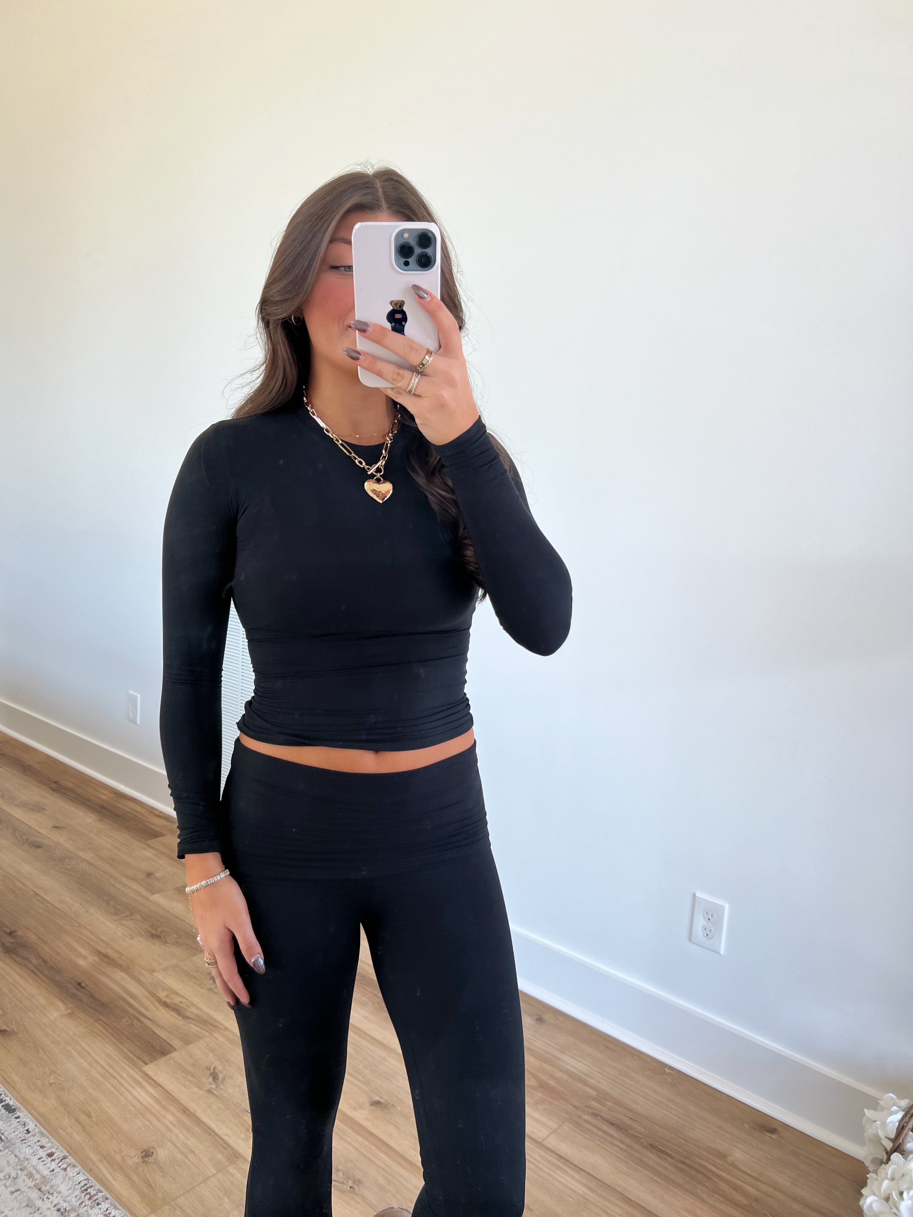 Princess Black Fold Over Leggings Set