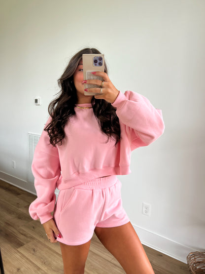 Pink Lounge Sweatshort Set