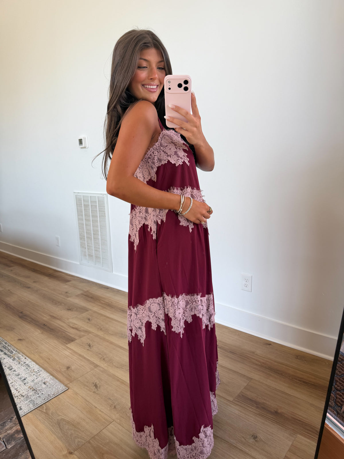 Veronica Lace Maxi (Pink/Burgundy)