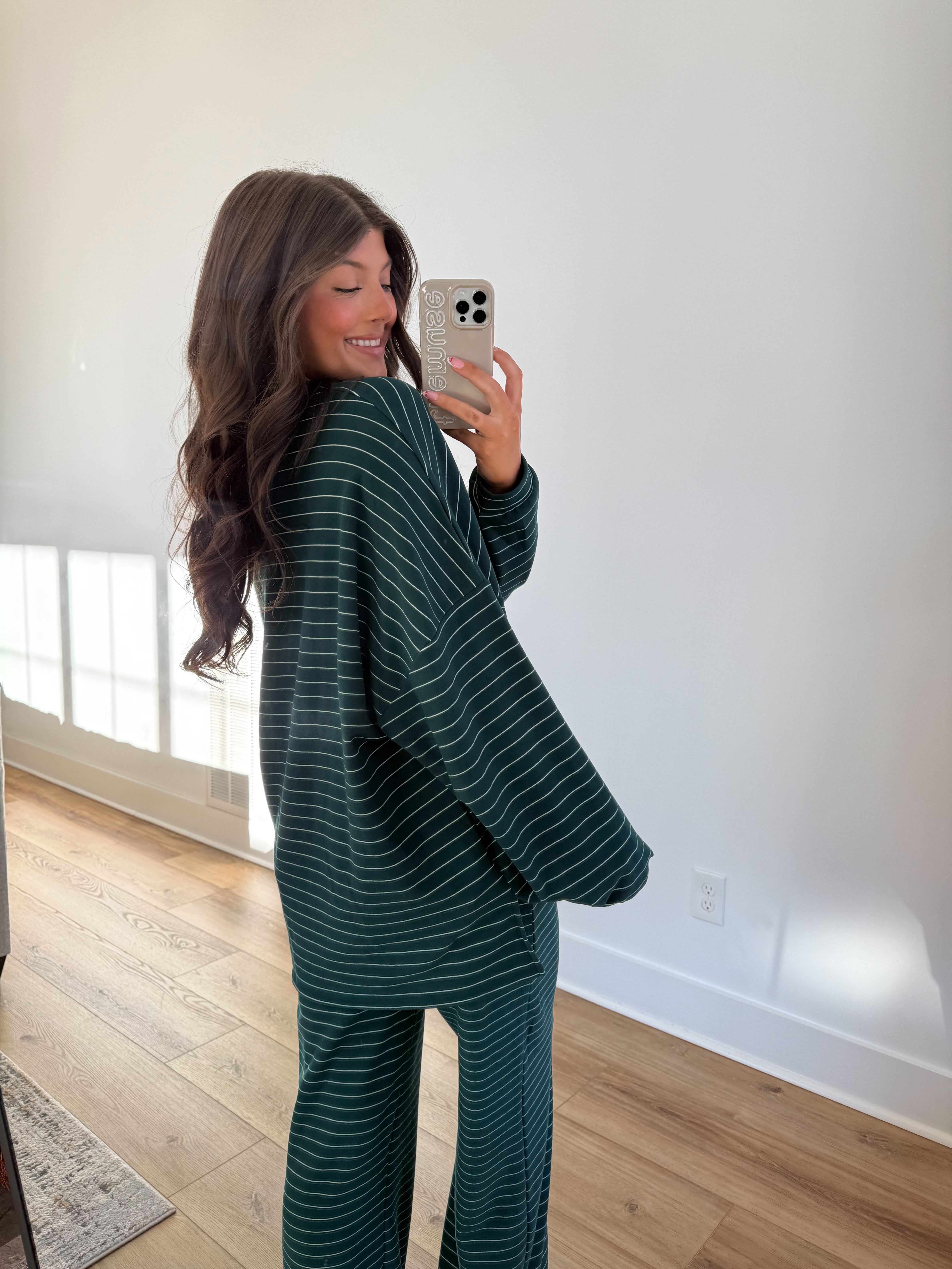 Elsie Fleece Pullover (Green/White)