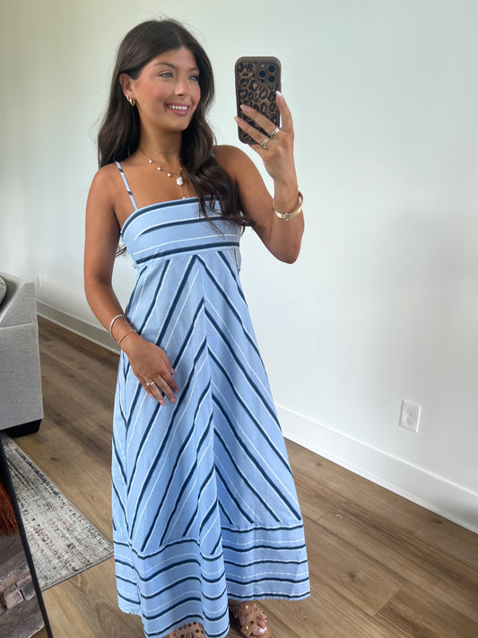 Blueberry Stripe Midi Dress