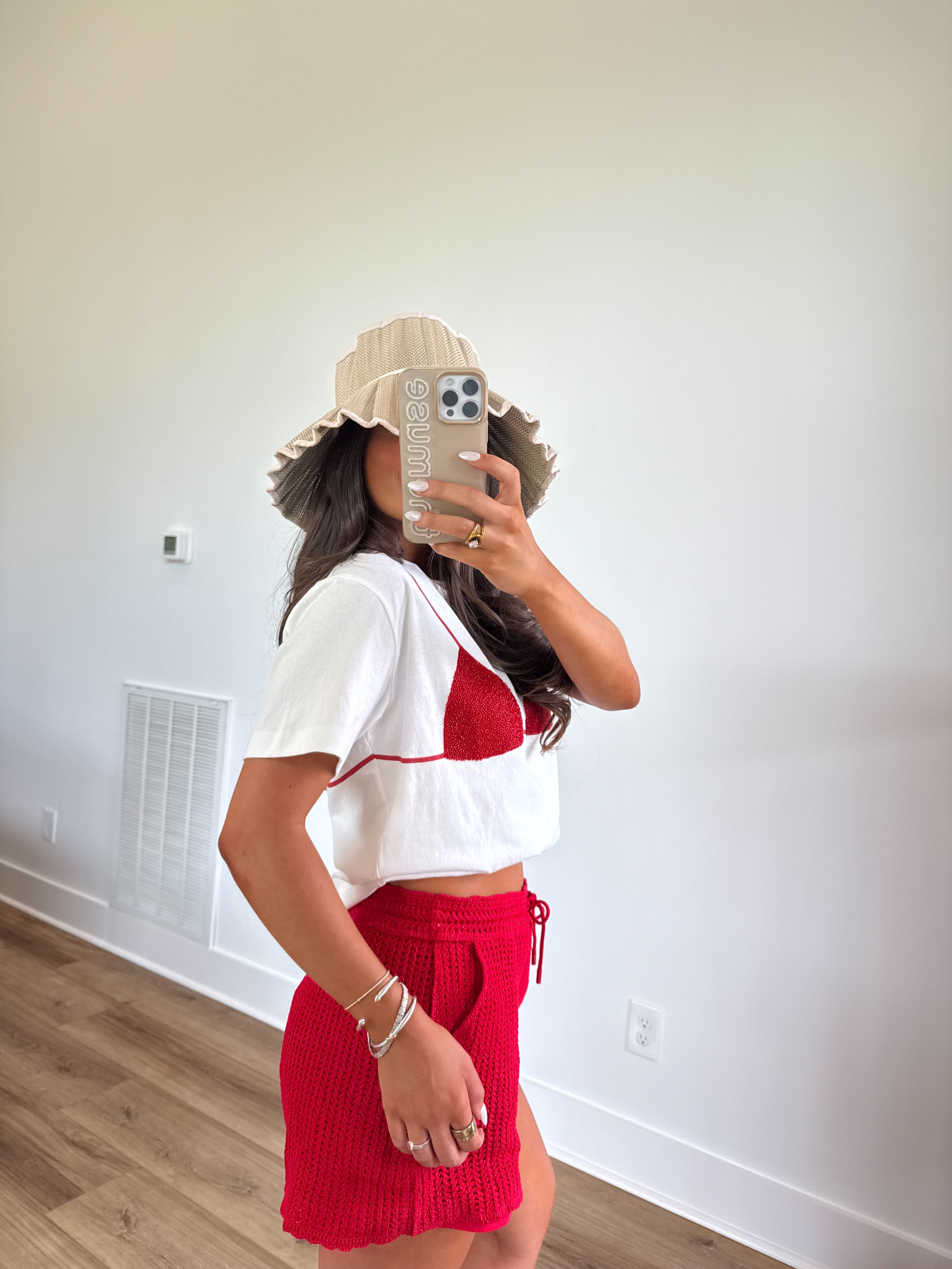 Beaded Bikini Tee (Red) (Restock)