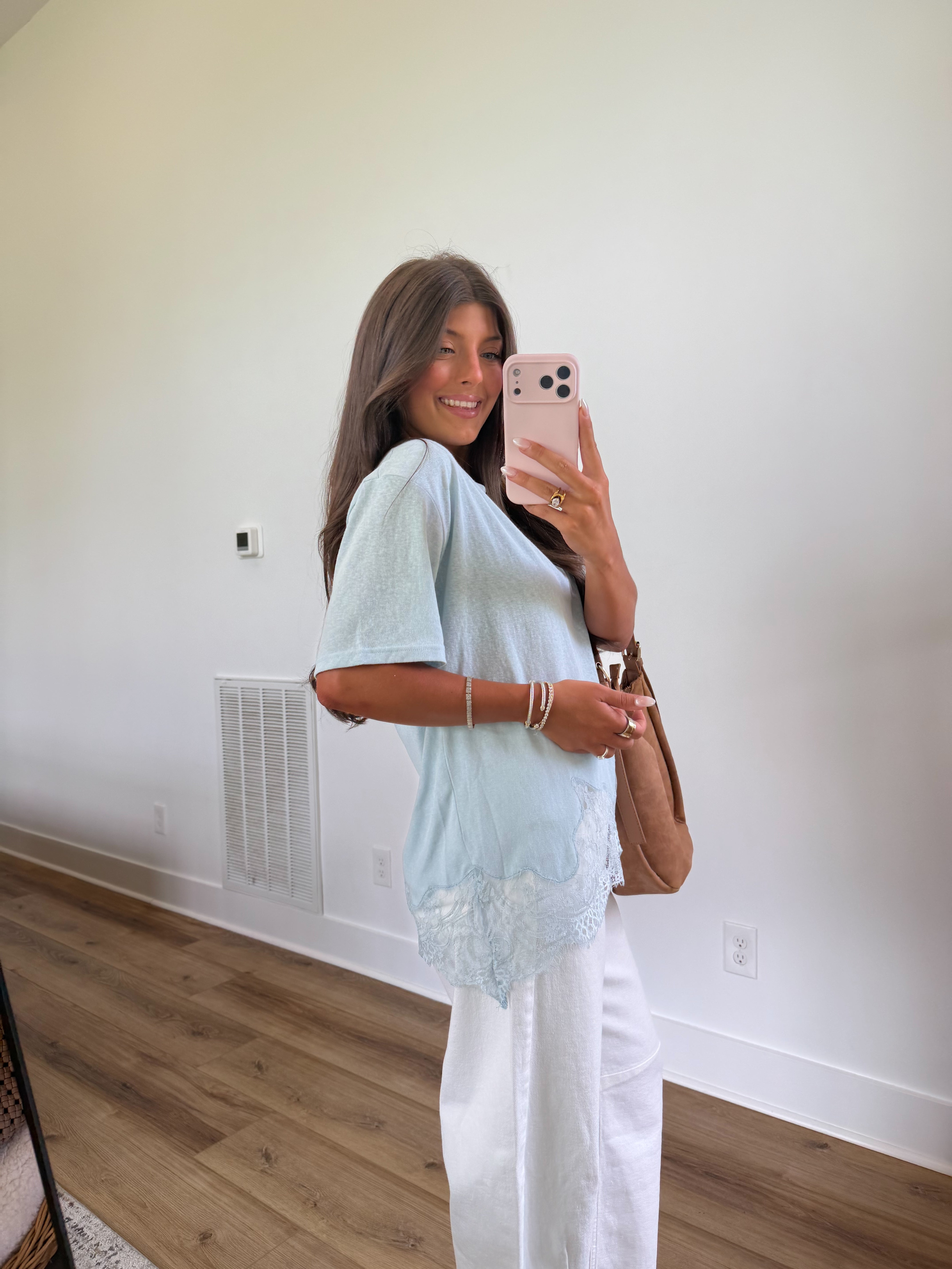 Margot Lace Tee (Powder Blue)